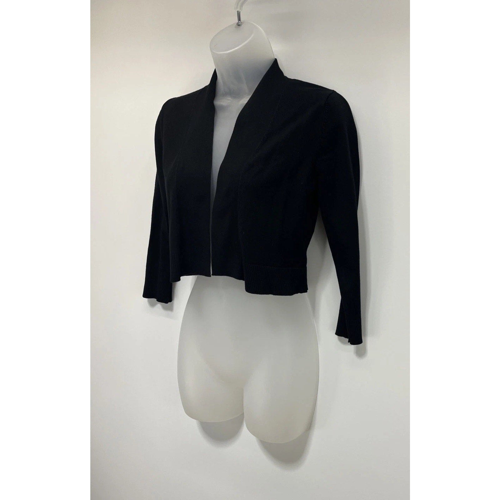 Calvin Klein Black Open Front Long Sleeve Crop Cardigan Sweater Womens Size