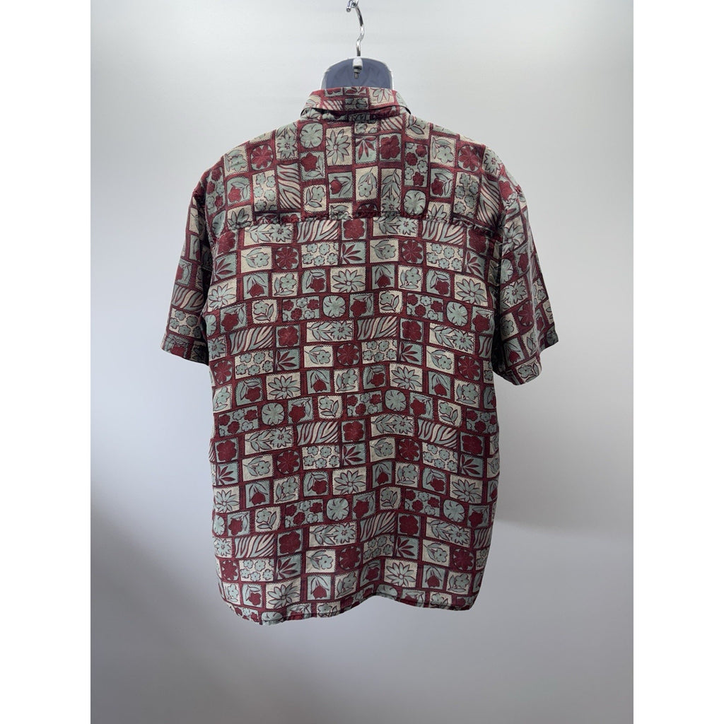 AOP Island Republic 100% Silk A Declaration of Style Button-Down Tee Men's XL