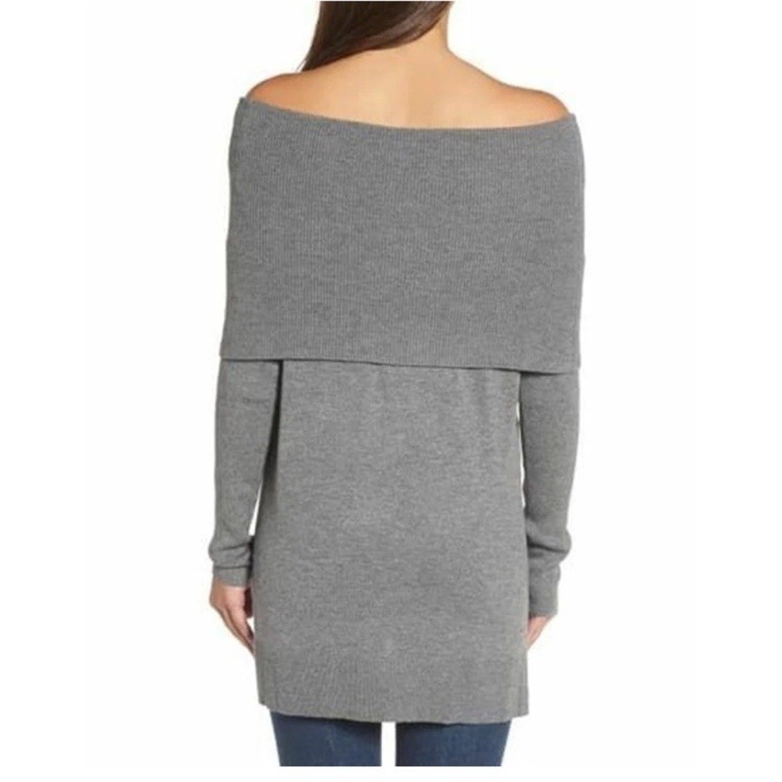 Caslon 3-in-1 Side Slit Convertible Cowl Neck Tunic Size M Dark Heather Grey NEW