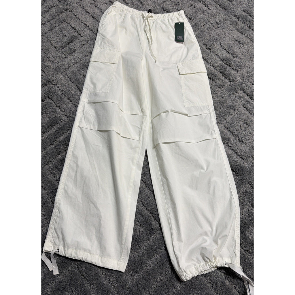 Wild Fable Women's Lightweight Pull On Wide Leg Baggy Cargo Pants Off White XS