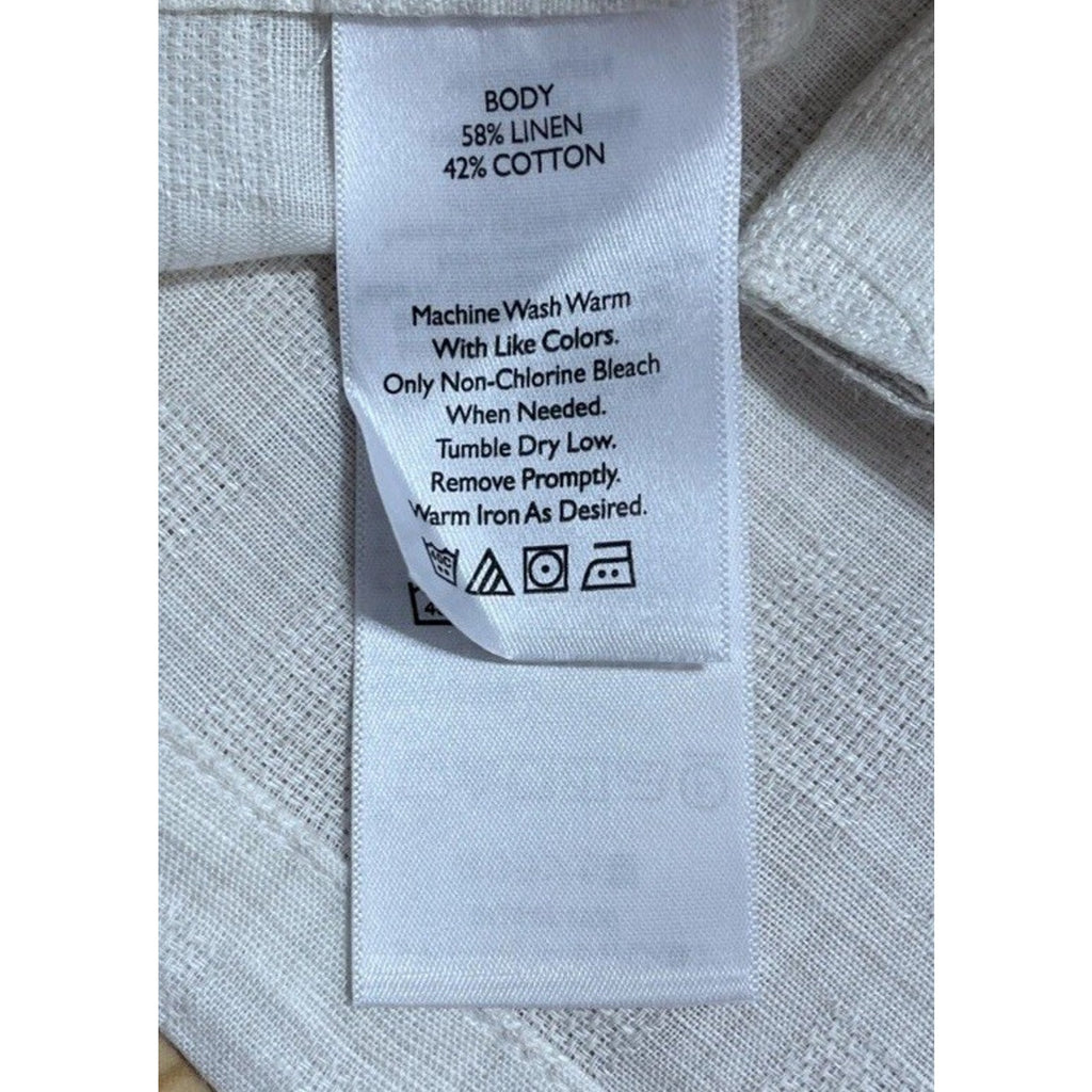 Eddie Bauer Shirt Mens 2XL Beige Short Sleeve Linen Blend Button Up Casual NWT