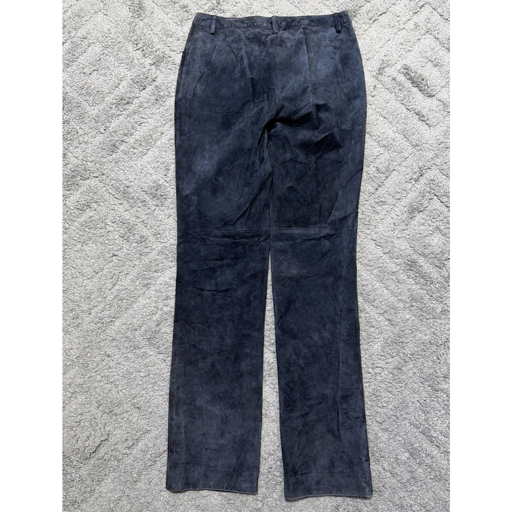 Worth 100% Leather Pants Womens 4 Blue Suede High Rise Lined Grudge Western Retr