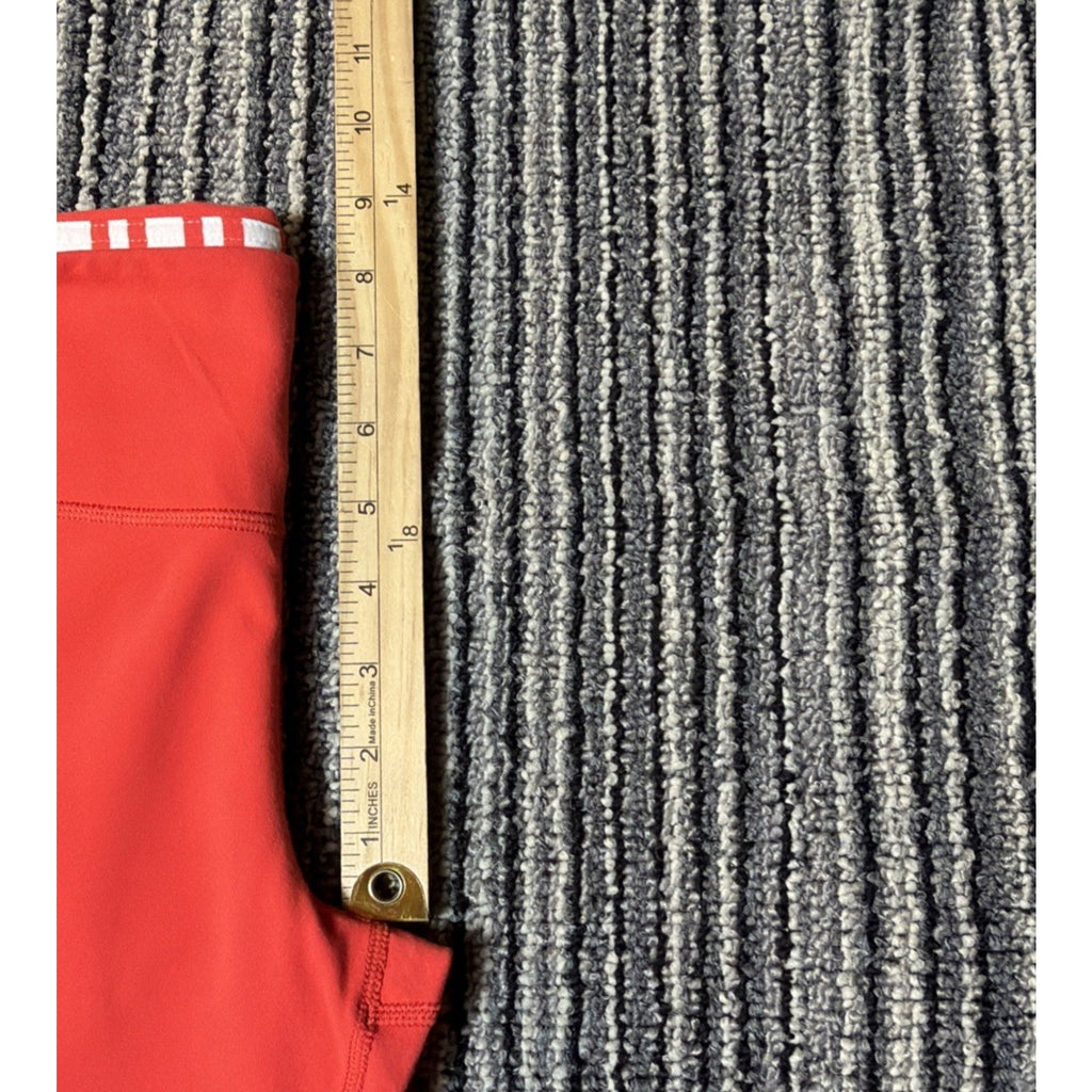 Lululemon leggings Groove Pant Women Sz 10 Twin Stripe Love Red waistband Pocket