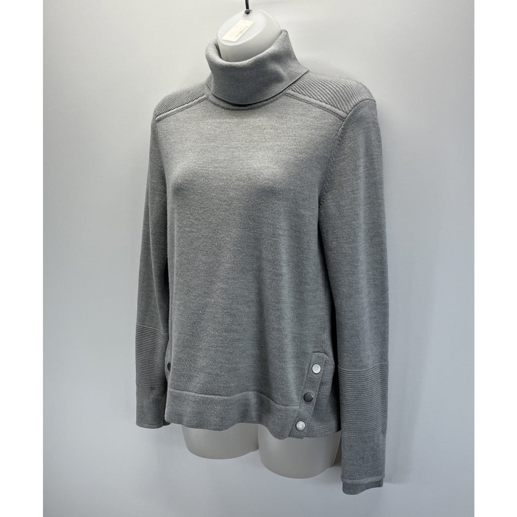 LADIES Athleta LONG SLEEVED Merino Wool GREY TURTLENECK SWEATER - SIZE S