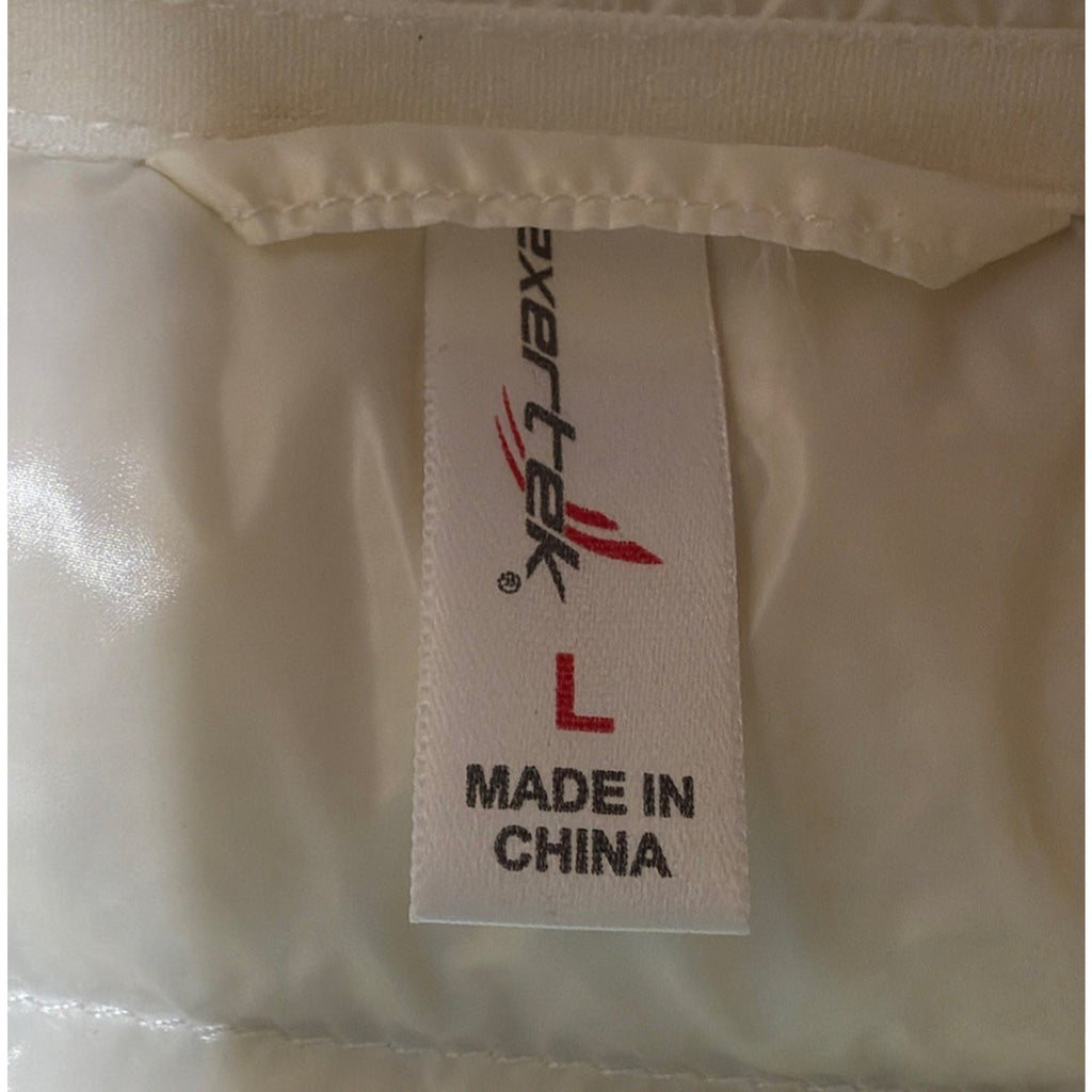 Exertek Womens L White Duck Down Puffer Vest NWT Blue Zip Lightweight