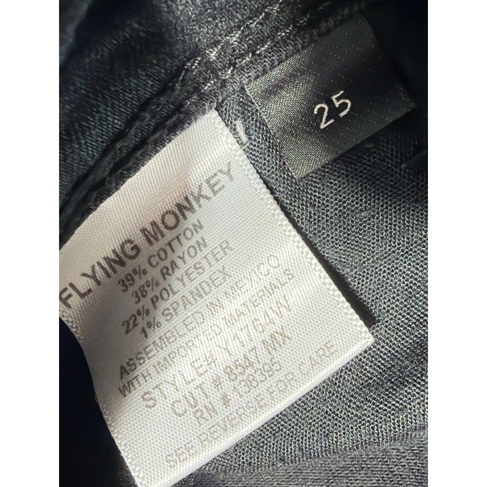 Flying Monkey Womens Mid Rise Slim Straight Jeans 25 Black Stretch Denim Raw Hem