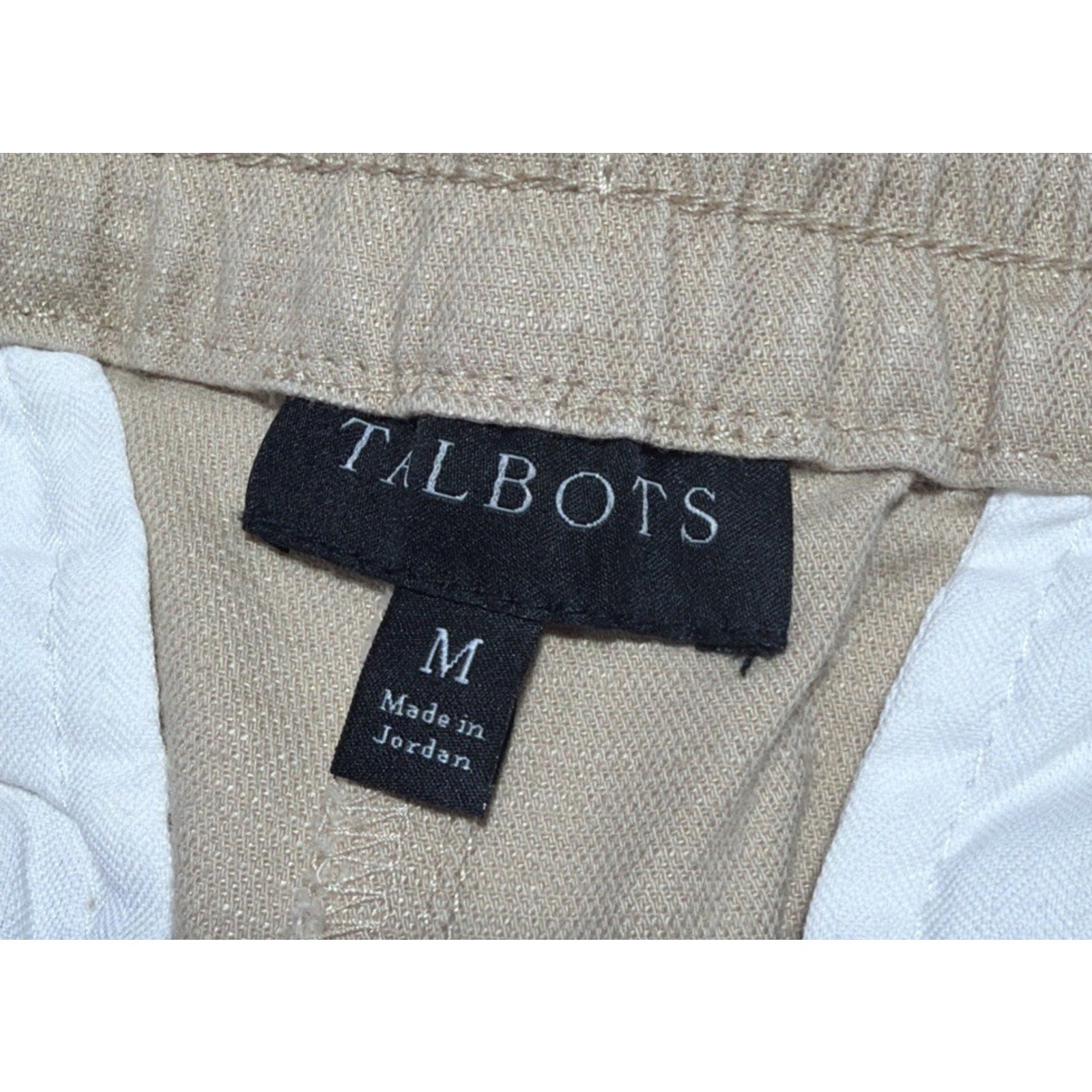 Talbots Womens M Crop Pants Drawstring Front Pull-On Beige Beach Preppy 32x24