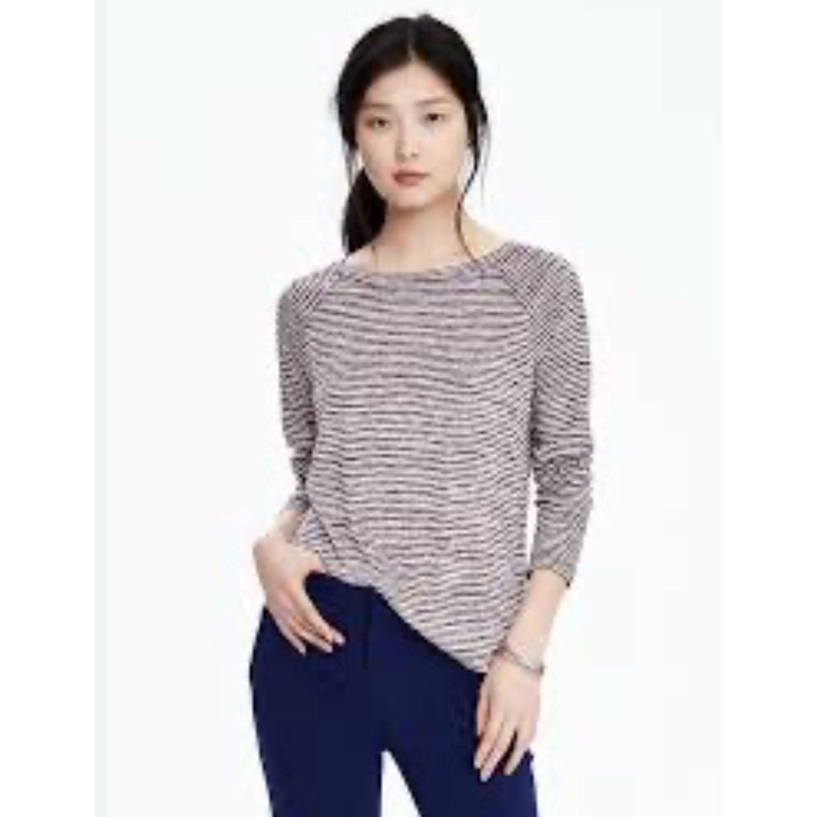 GAP Sport Gray And Black Striped Sweatshirt Women’s Size L