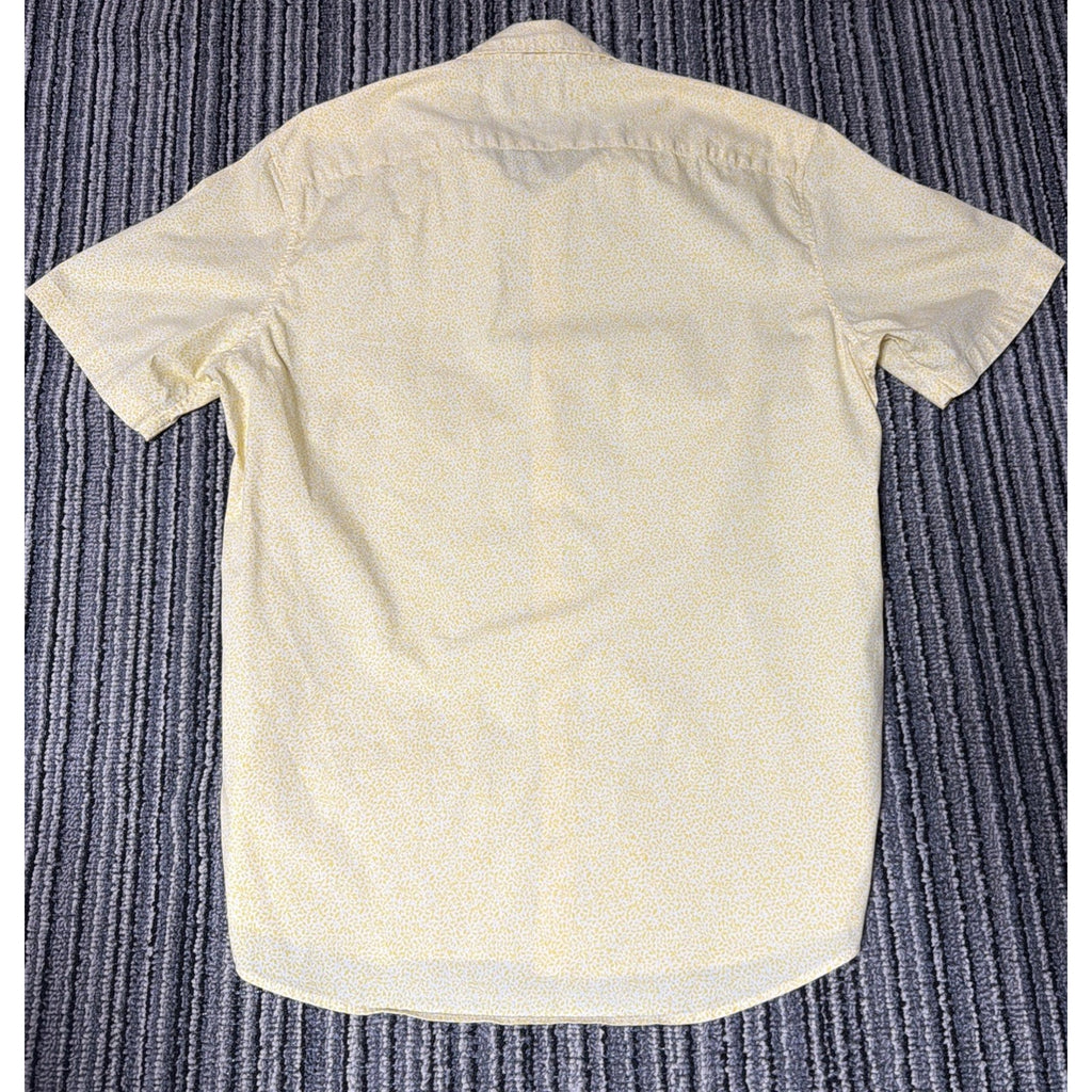 Michael Kors Mens Medium M Yellow Floral Button Up Shirt Slim Fit Short Sleeve