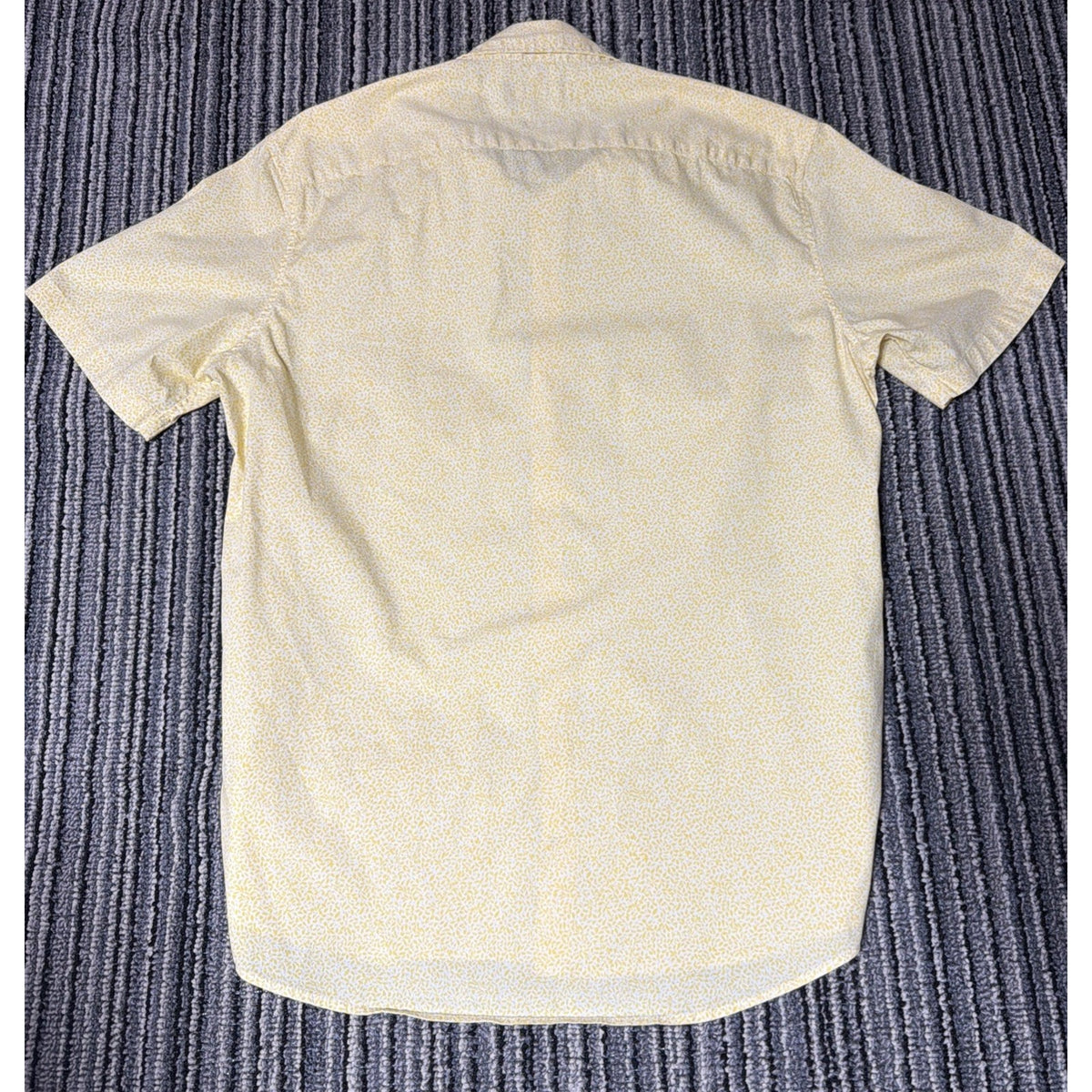 Michael Kors Mens Medium M Yellow Floral Button Up Shirt Slim Fit Short Sleeve