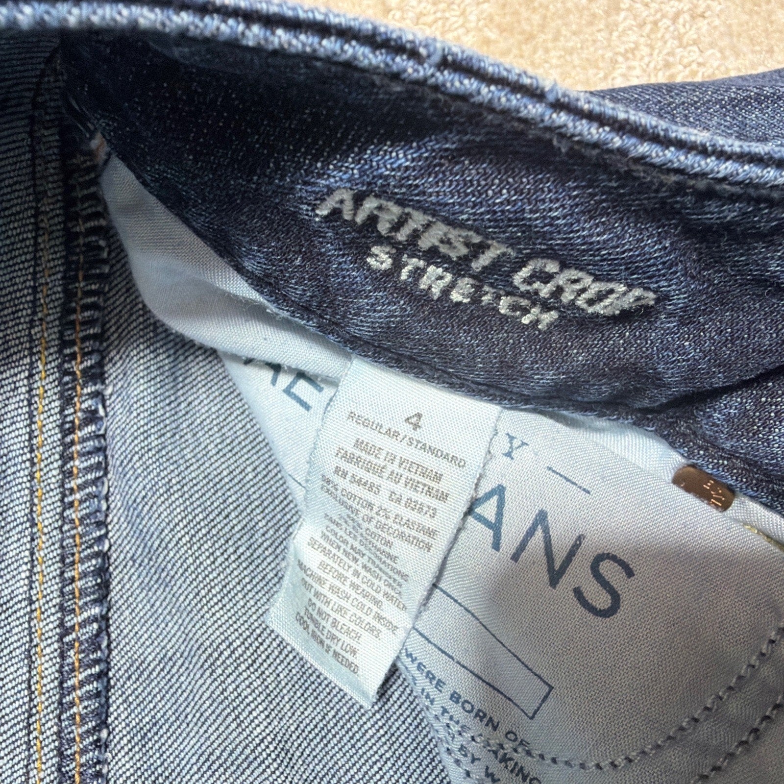 Womens AE American Eagle Artist Cropped Capri Stretch Dark Crop Denim Jeans 4 R
