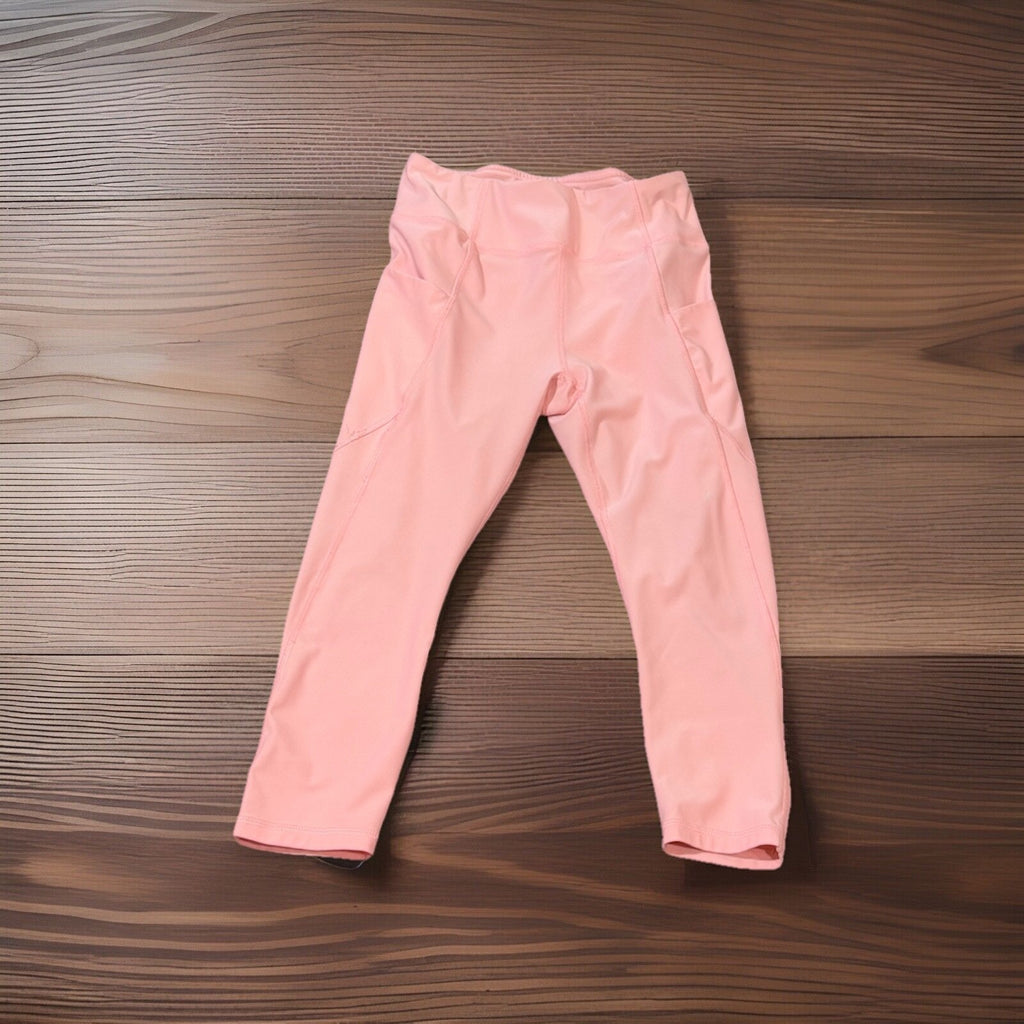 RBX L Pink Ribbed Cell Phone Pockets Capri Leggings Women’s Size Medium