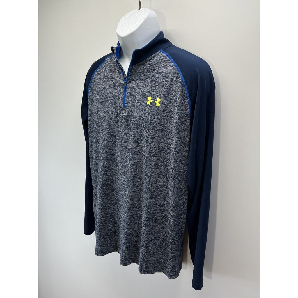 Under Armour UA Tech 1/4 Zip Pullover Shirt Mens Large Blue Heat Gear Loose Fit