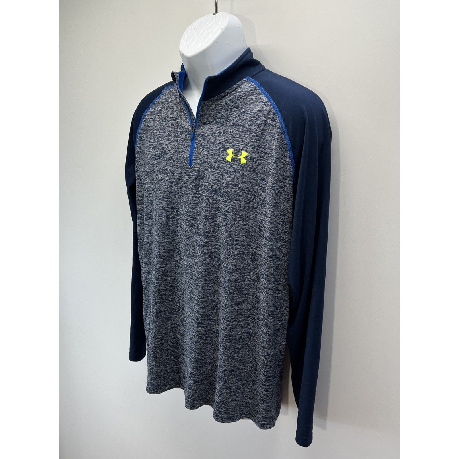 Under Armour UA Tech 1/4 Zip Pullover Shirt Mens Large Blue Heat Gear Loose Fit