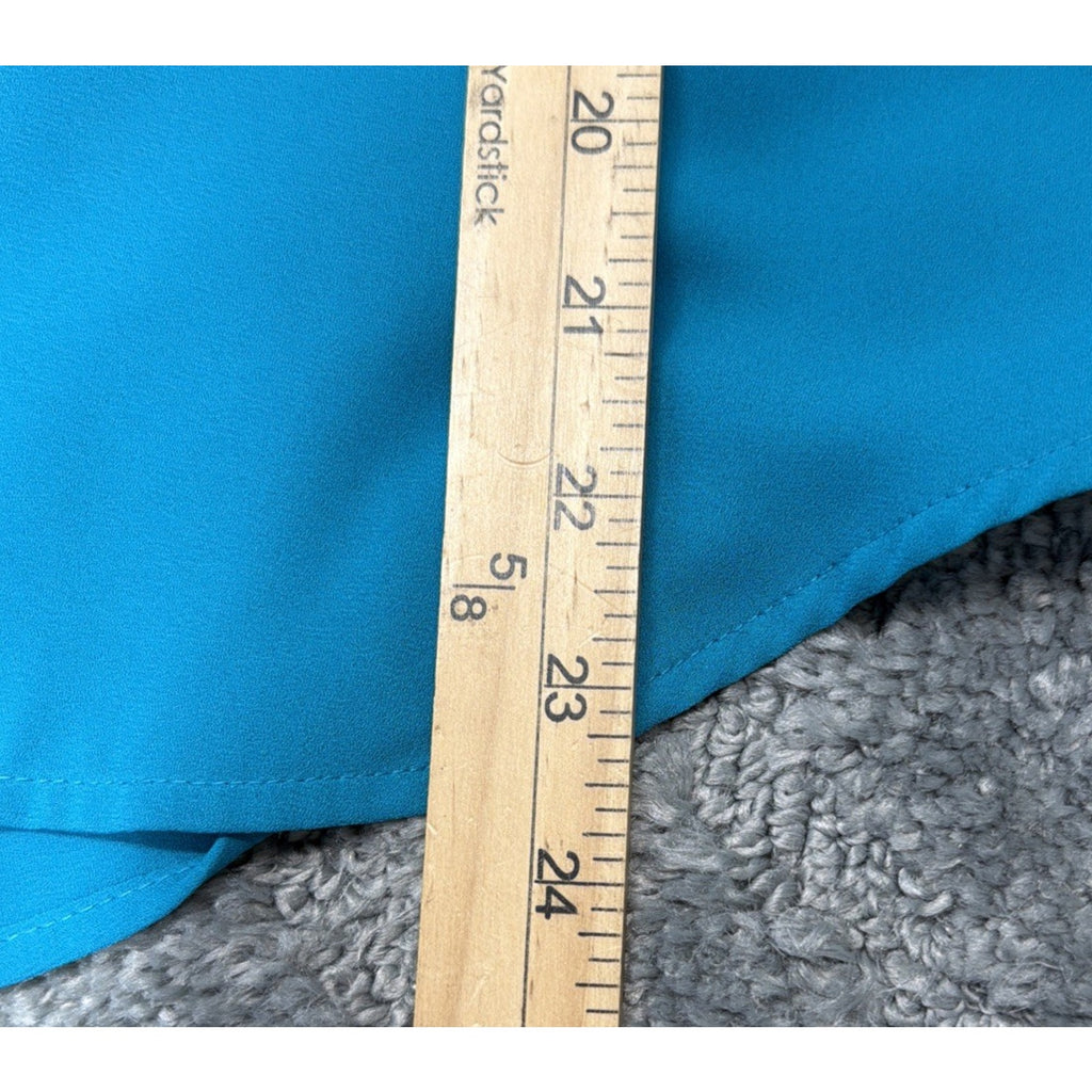 Express Womens Portofino Shirt XS Aqua Blue Button Up Shirt Sheer Collared