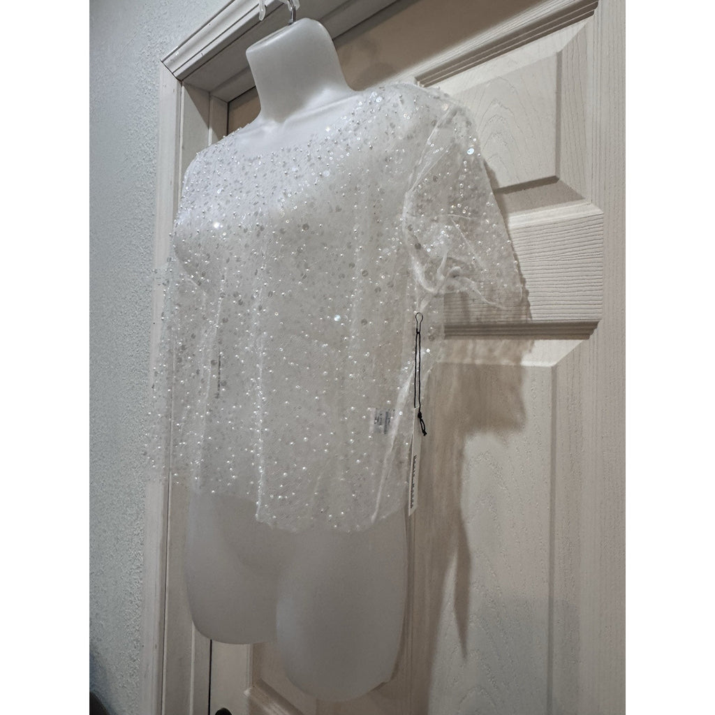 Haute Monde Young Contemporary Pearl Mesh Top Size Large