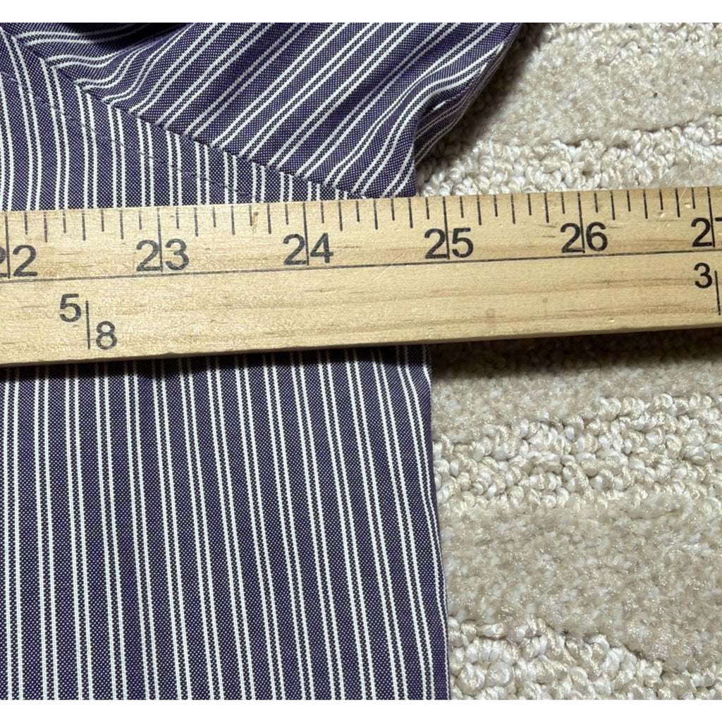 Eddie Bauer Wrinkle Resistant Relaxed Fit Purple Stripe Button Down Shirt XL Tal