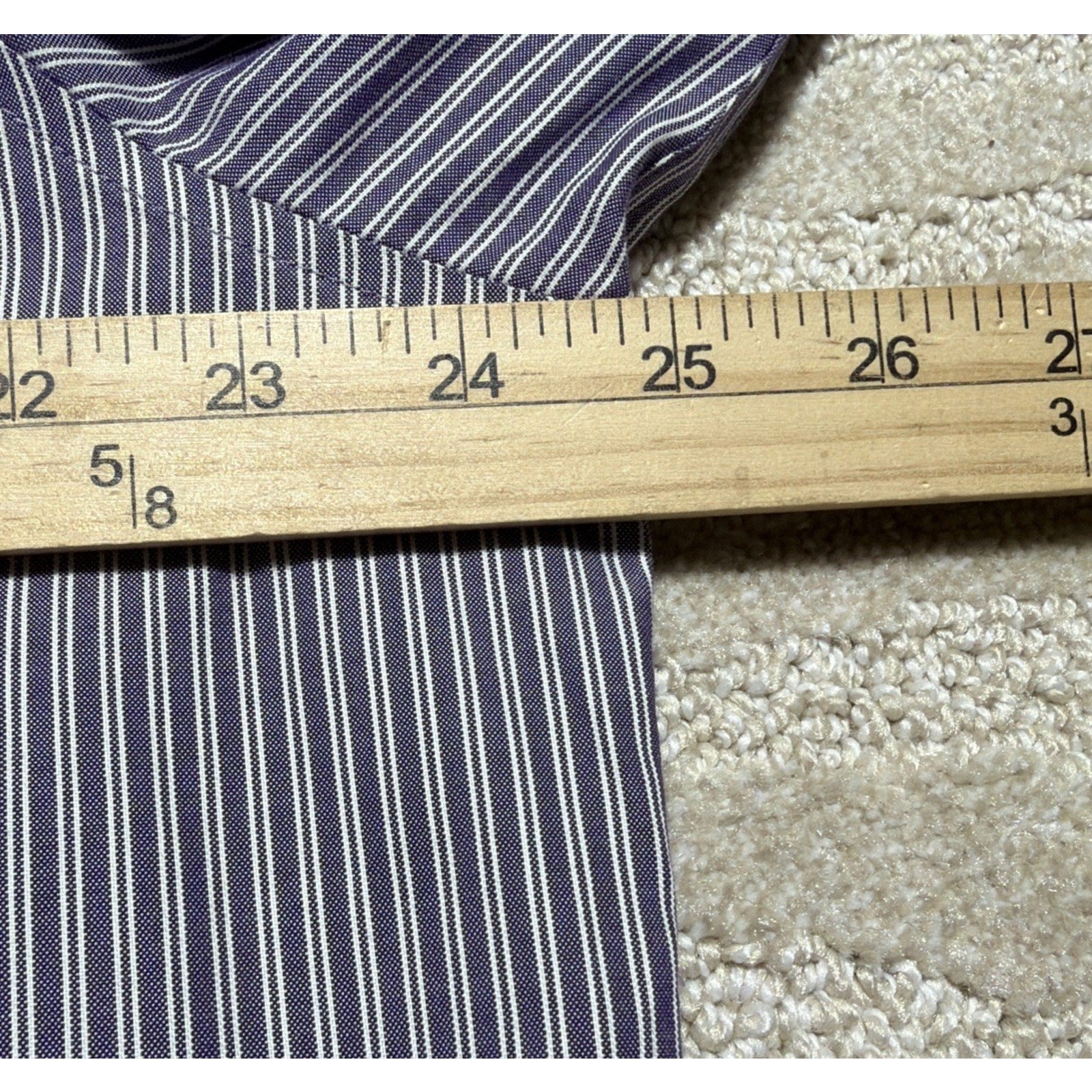 Eddie Bauer Wrinkle Resistant Relaxed Fit Purple Stripe Button Down Shirt XL Tal