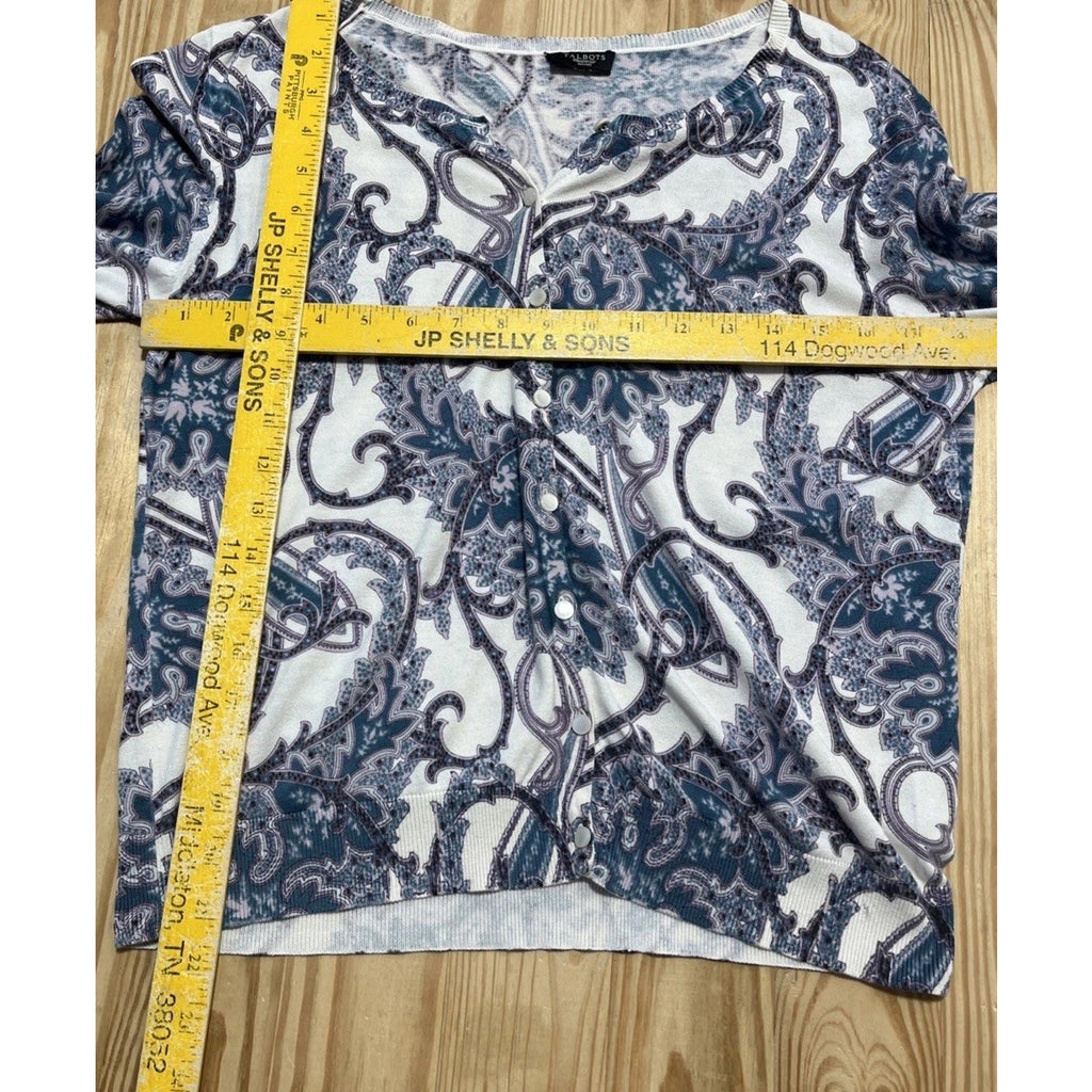 Banana Republic Woman Size MP Paisley Print Cardigan Sweater Silk Cotton Blend