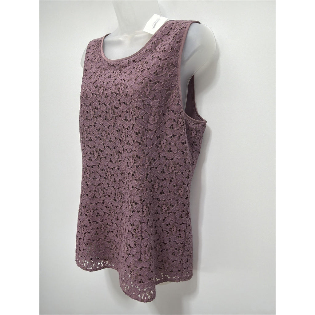 Banana Republic Mauve Purple Floral Zip Back Top Lined Tank 14 NWT