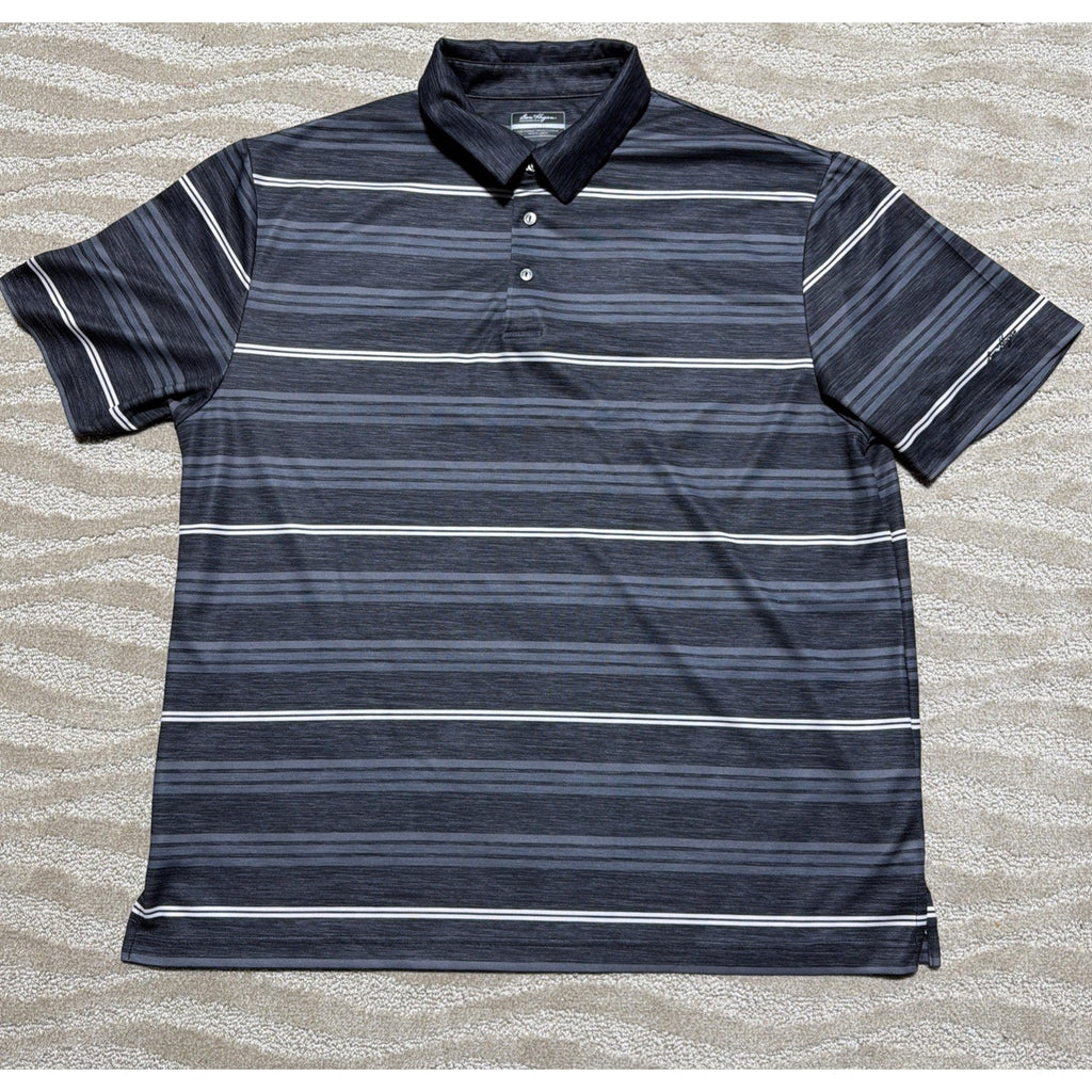Ben Hogan Performance Golf Shirt Mens Sz XL Black Gray Striped Short Sleeves