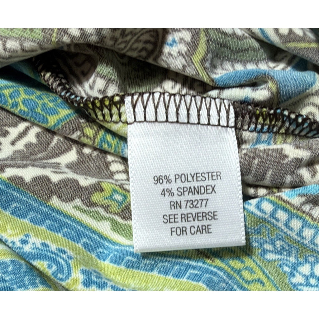 New Apt.9 Womens Green Blue Brown Paisley Stretch Swing Dress Petite XL NWT