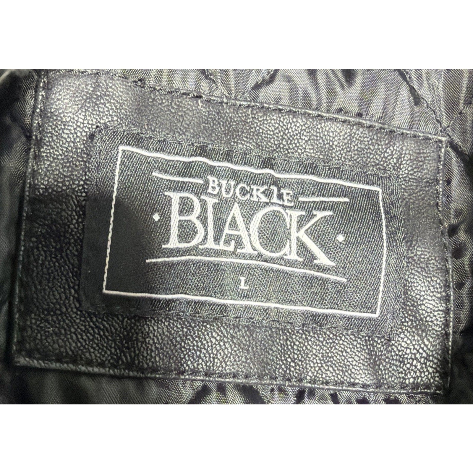 Vintage Y2K Buckle •Black• Athletic Fit Faux Leather Distressed Jacket Mens L