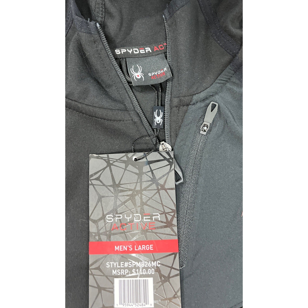 NWT Spyder Active Proweb 1/4 Zip Pullover Hoodie Black Mens Size Large Msrp $110