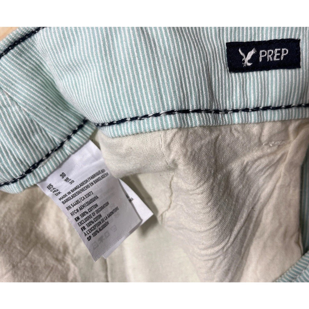 American Eagle Prep Mens Shorts Size 30 Green White Shorts
