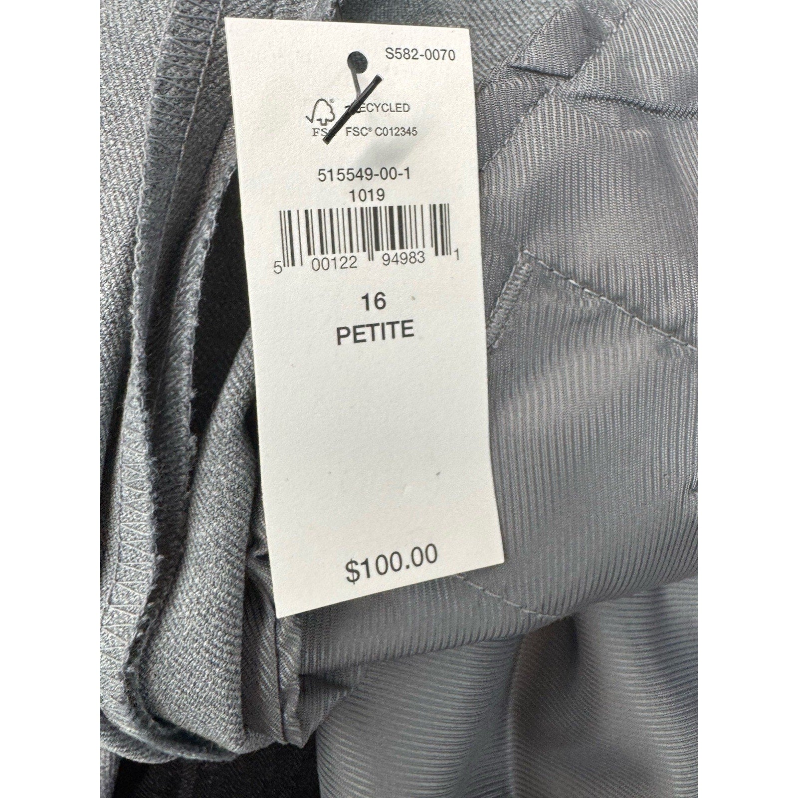 Banana Republic The Ryan Fit Dress Gray Mid Rise Slim Fit Women’s Size 16P NWT
