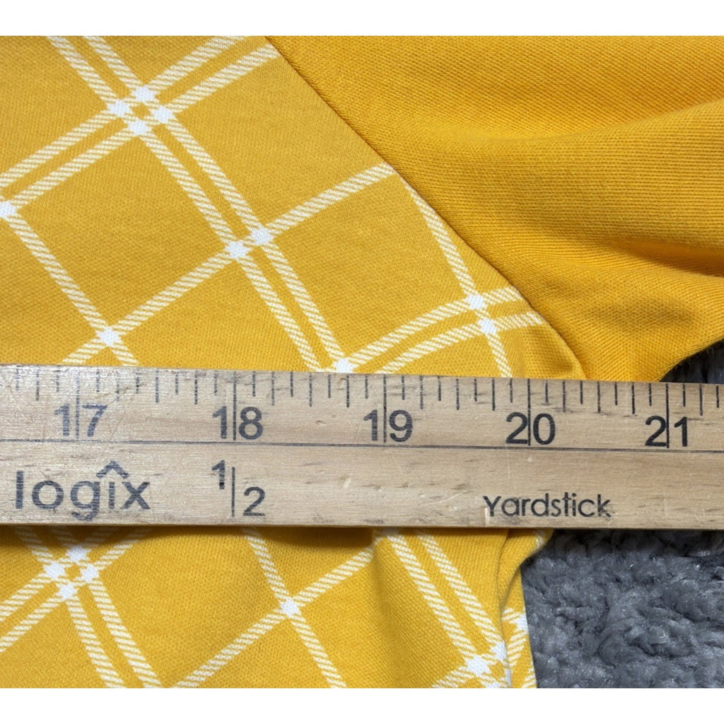 Kim Rogers Shirt Women's L Perfectly Soft Gold Yellow Plaid Stretch Casual New