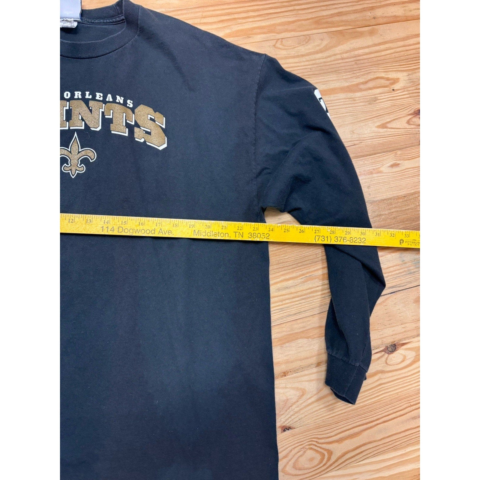 NFL Team Apparel New Orleans Saints T-Shirt Adult Size 2XL Black Long Sleeve