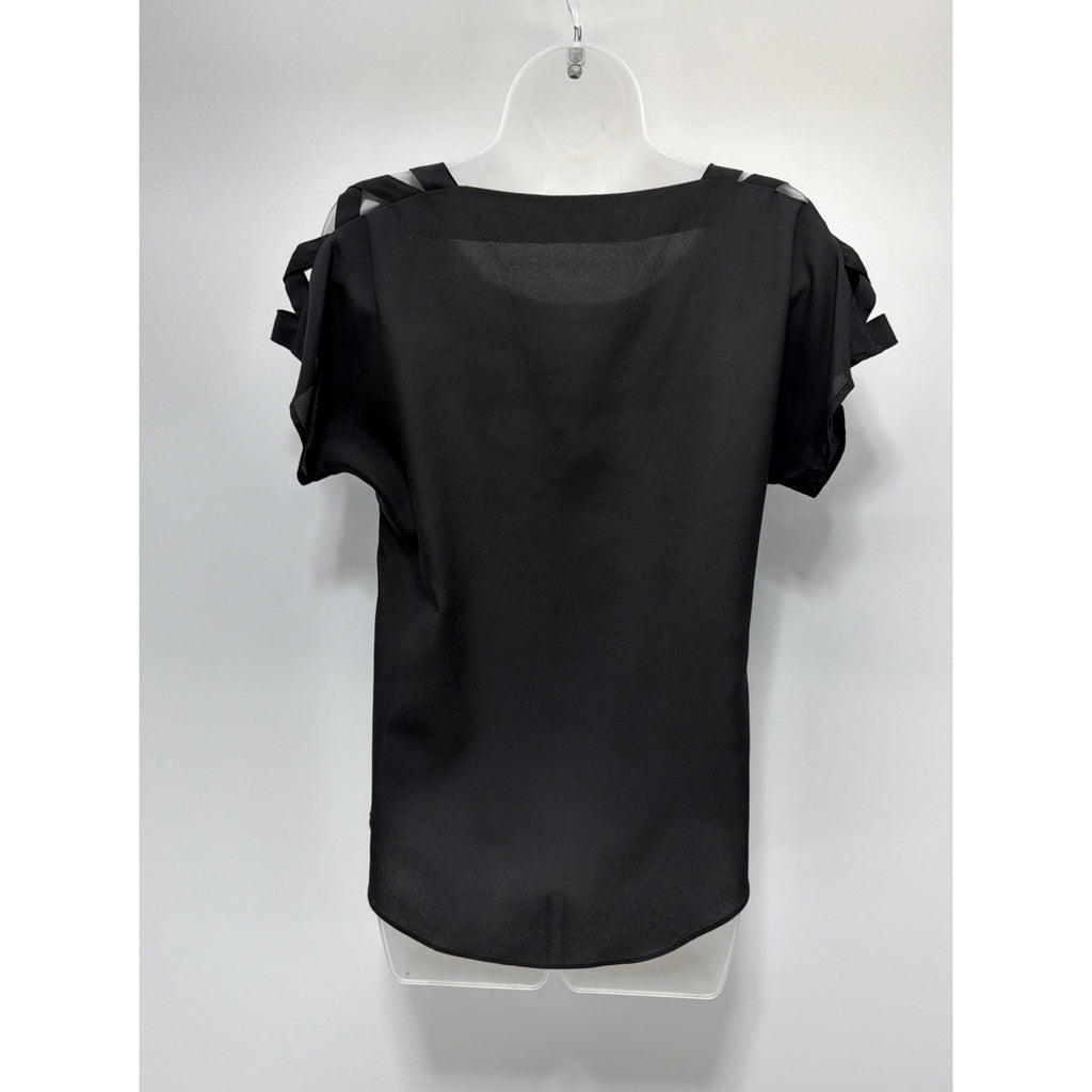 Womens Express Sheer Top Blouse Short Sleeve Professional Business Size XS