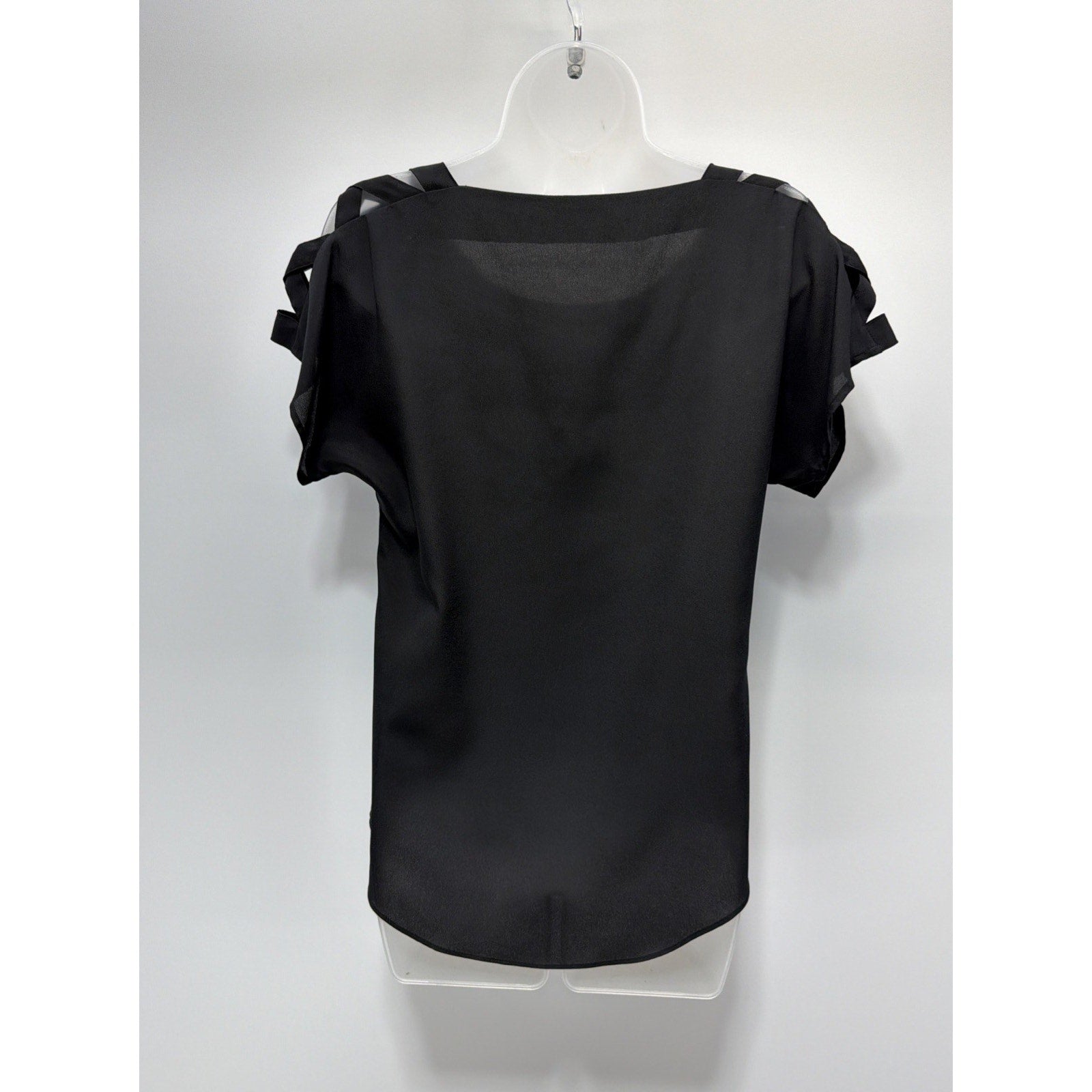 Womens Express Sheer Top Blouse Short Sleeve Professional Business Size XS