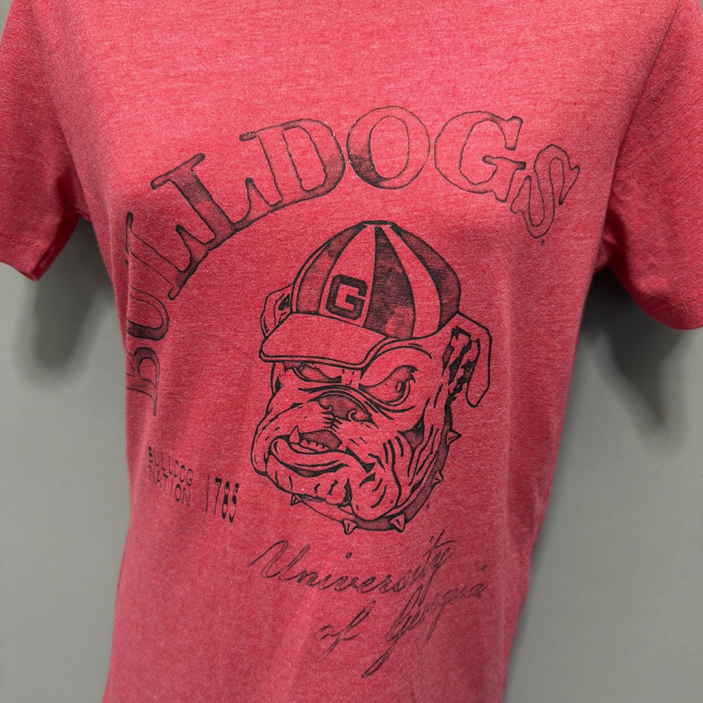 CUTE Georgia Bulldogs Women's Sz Large Red Short Sleeve Pressbox T-Shirt