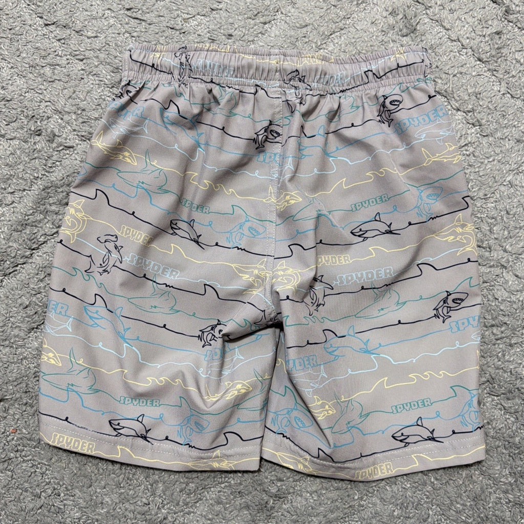 Spyder Swim Boys Small 7/8 Swim Trunks Blue and Gray
