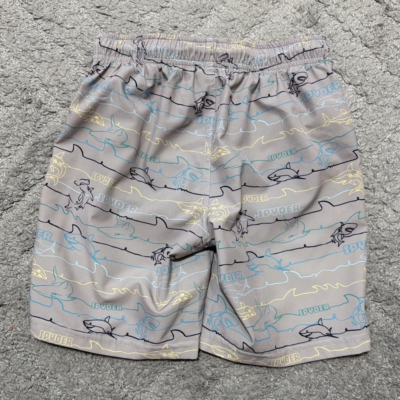 Spyder Swim Boys Small 7/8 Swim Trunks Blue and Gray