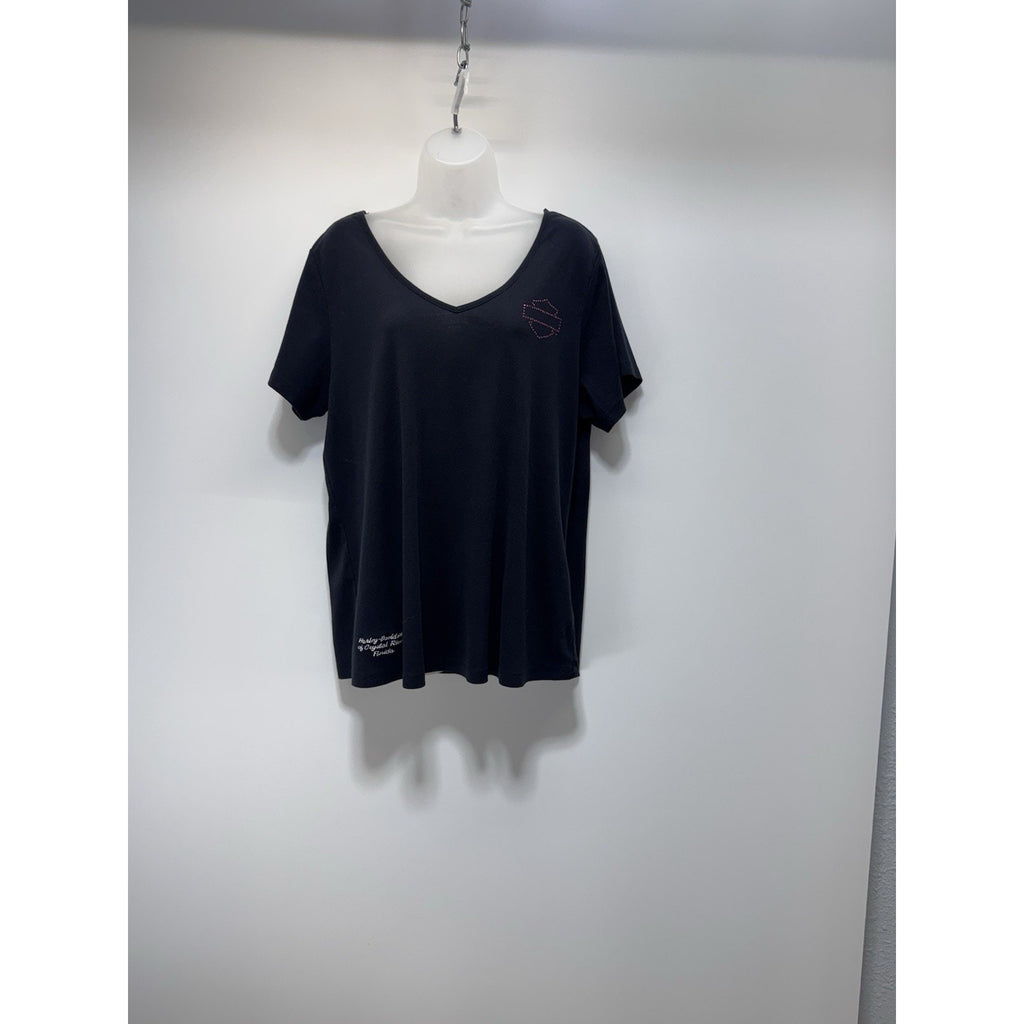 Crystal River Harley Davidson Eagle Chrome Cutout Short Sleeve Women’s Size 1X