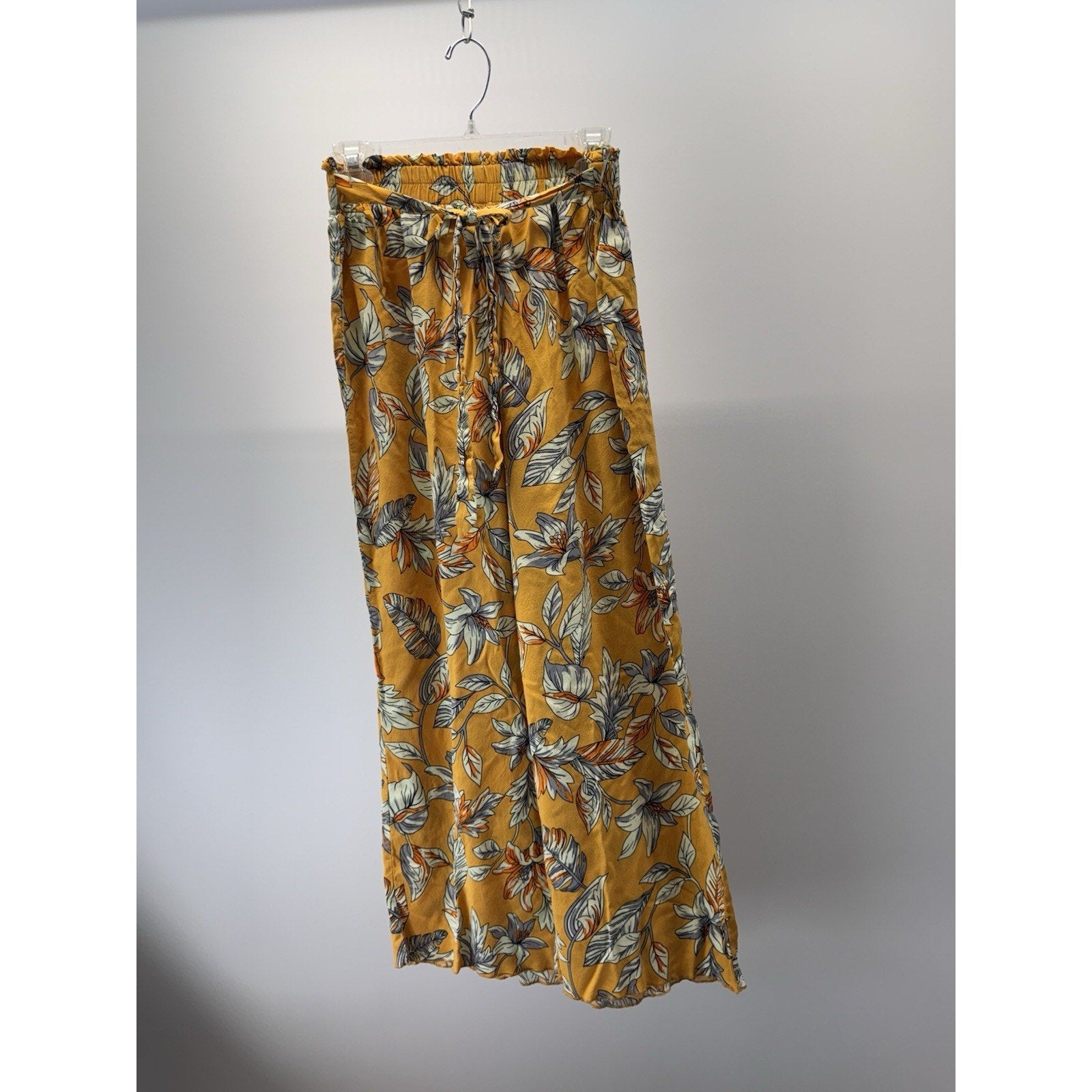 Breeze Ever Yellow Floral 100% Rayon Pants Women’s Size M
