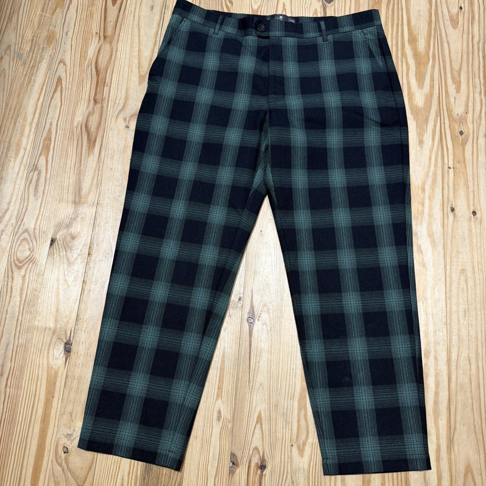 Houston White Adult Plaid Tailored Suit Pants - Green 38x30 Measure 38x28