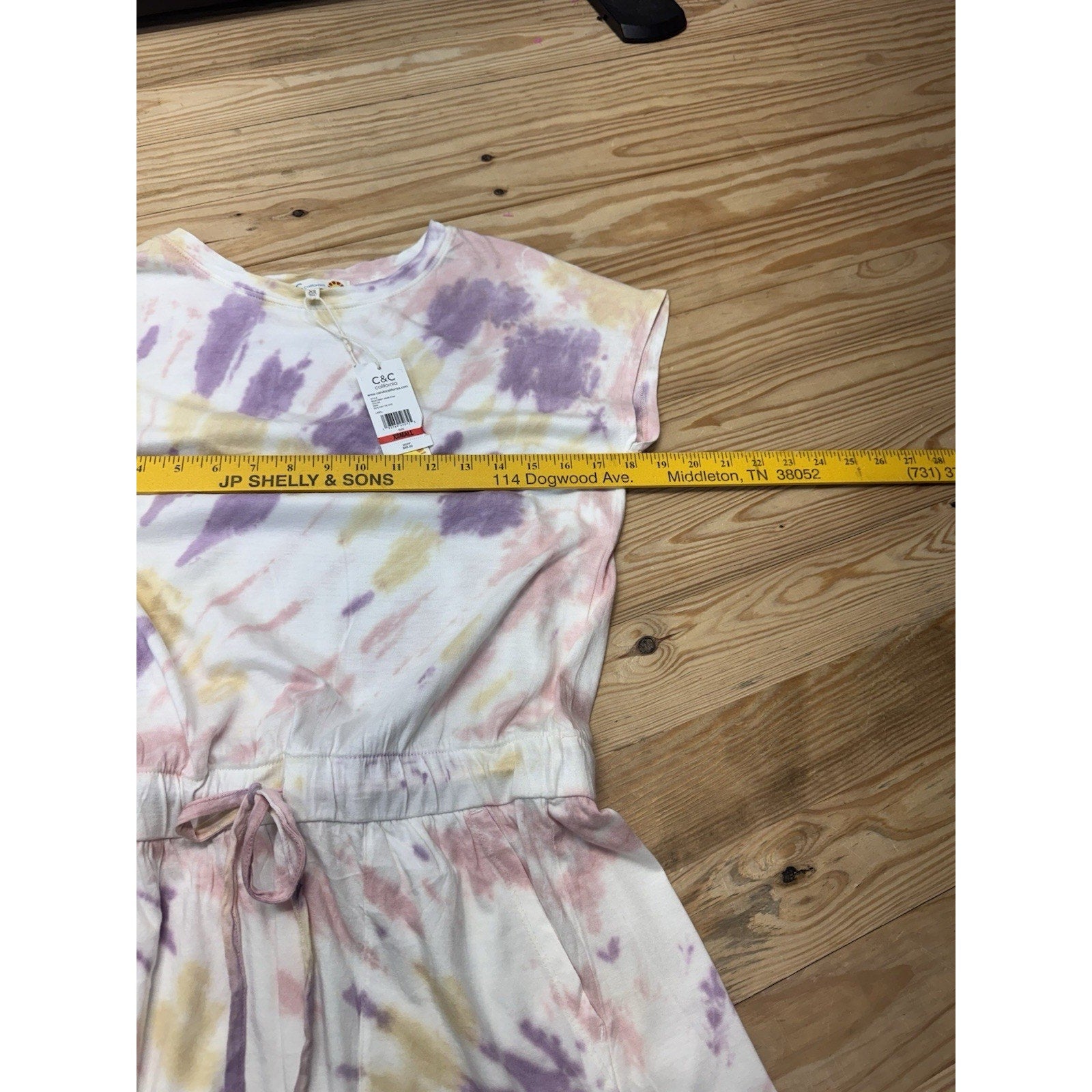 C&C California T-Shirt Dress Purple Tie Dye Jumper Tie Waist Women’s Size Small