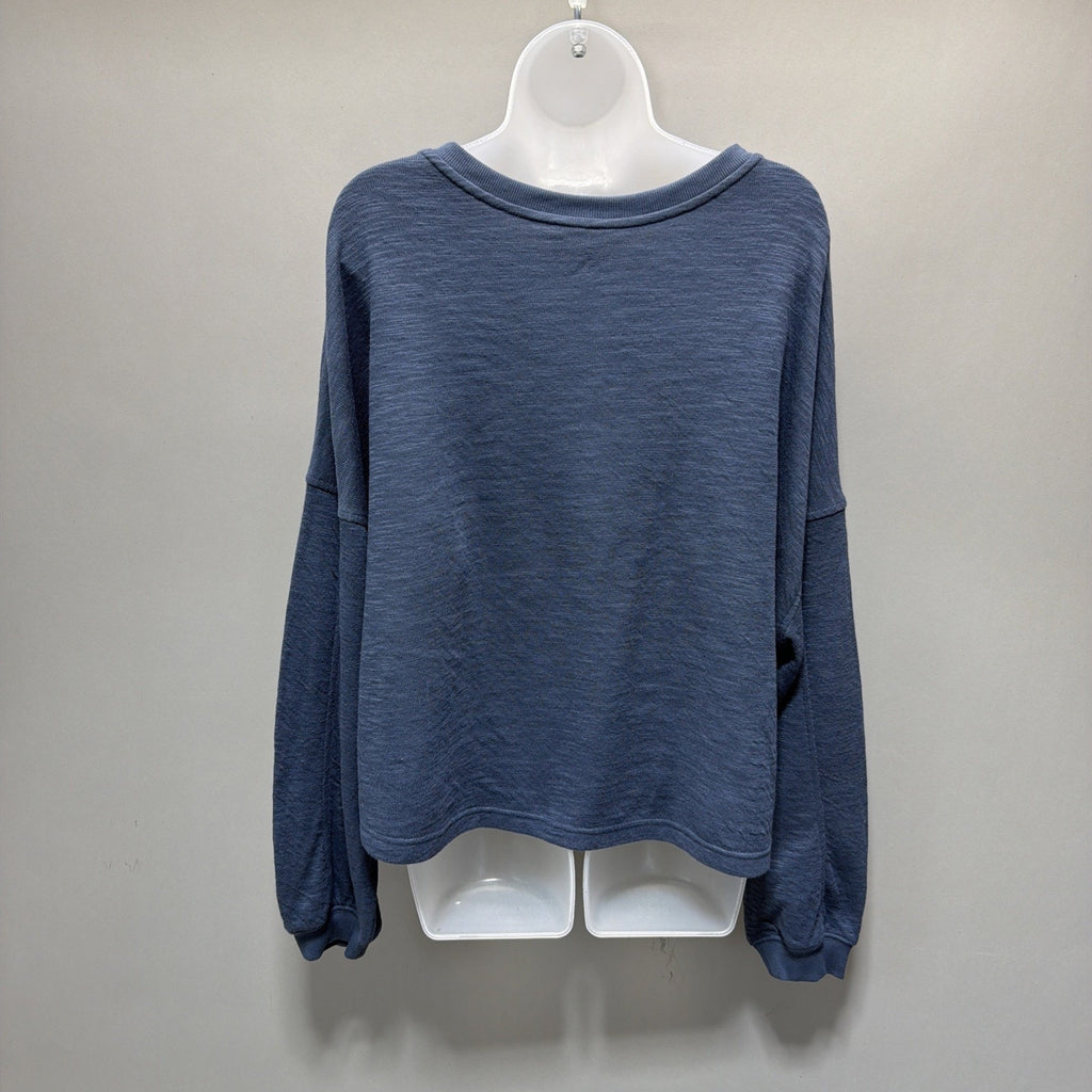 NWT- SO Brand Size XLarge Long Sleeve Oversized Blue Double Cloth Henley Top