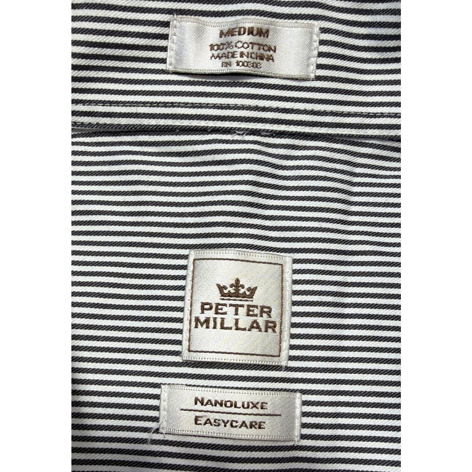 Peter Millar Nanoluxe Easy Care Men Multi-Woven Long Sleeve Dress Shirt M