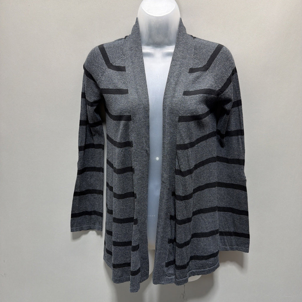 EXPRESS Gray Striped Roll Tab Sleeve Sweater Cardigan Size XS
