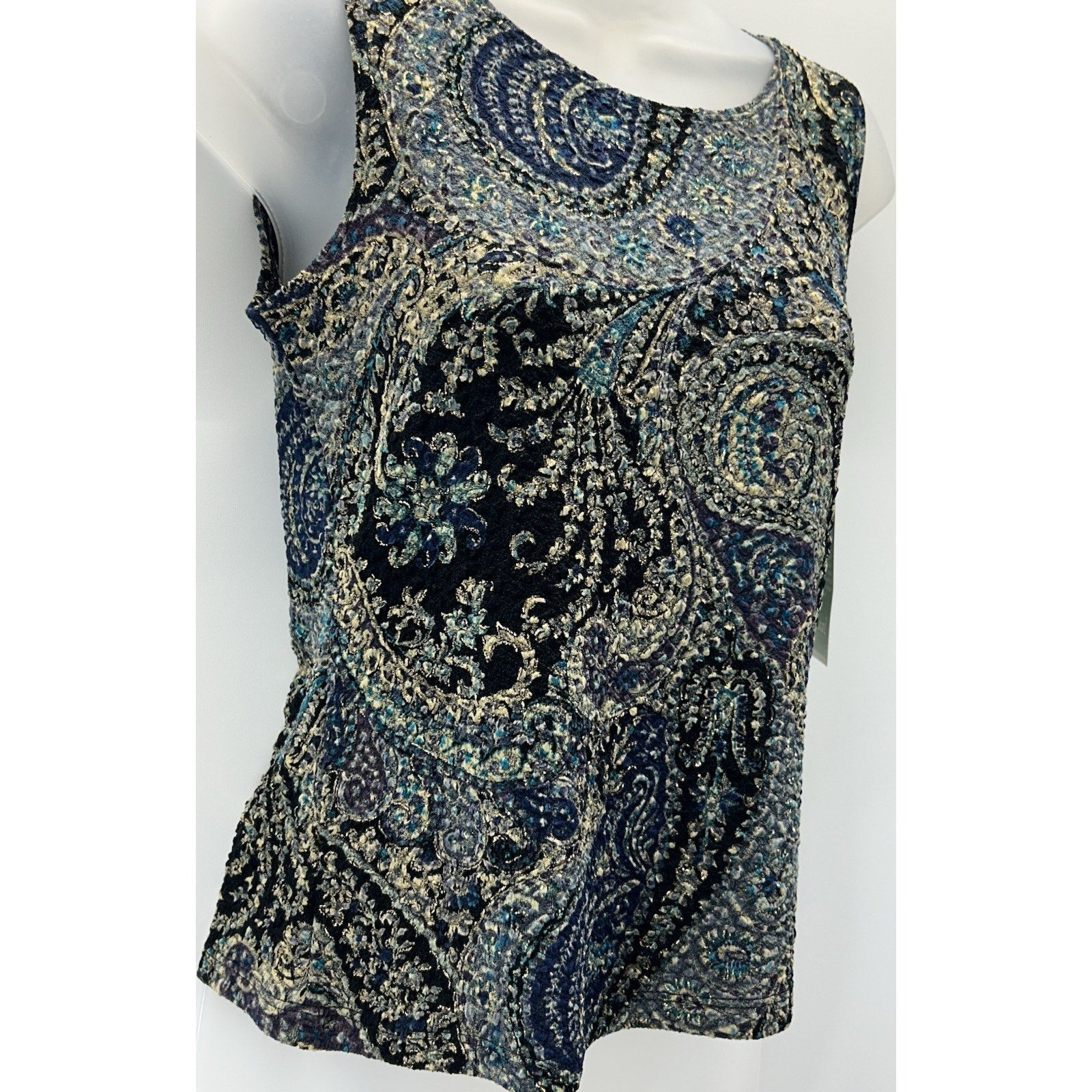 MSK Womens Sleeveless Blouse Top, Metallic, Size M New With Tags MADE IN USA.
