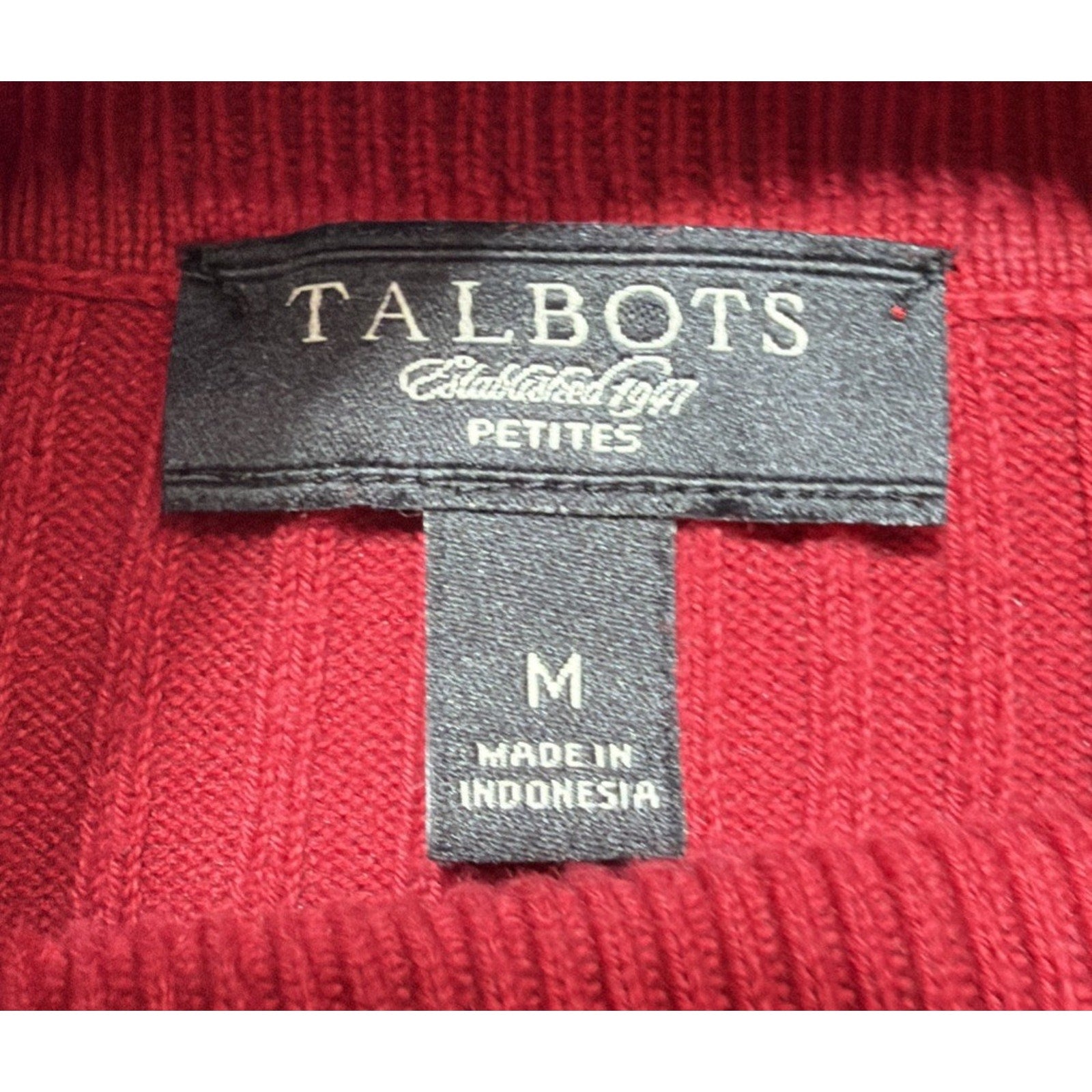Talbots Turtleneck Sweater Size Petite M Thin Ribbed Knit Pullover Sweater Red