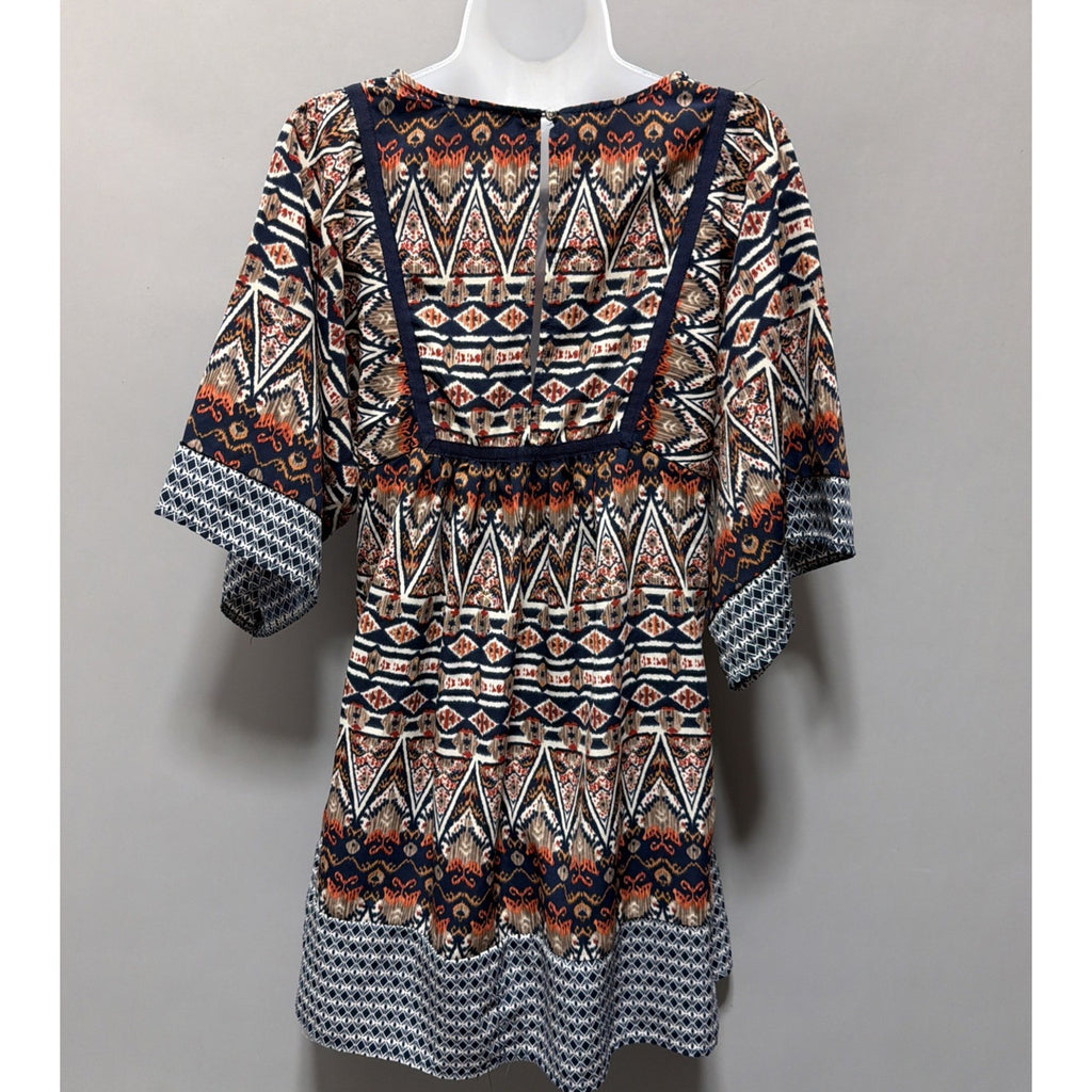 One Love Clothing Tribal print Kimono sleeve Mini Dress Size M