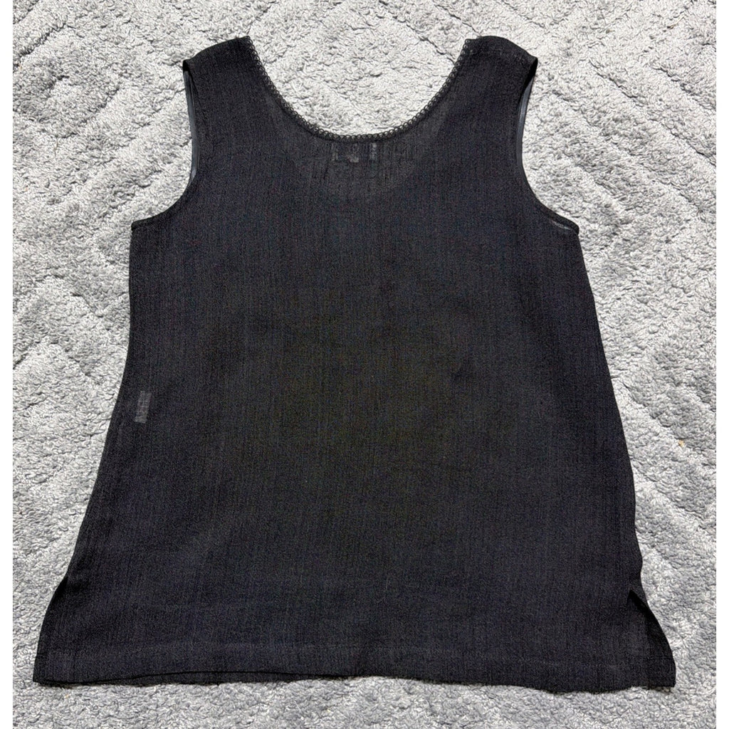 Angelo Santagostino Blouse Fine Linen Embroidered Tank Size 48 Made Italy