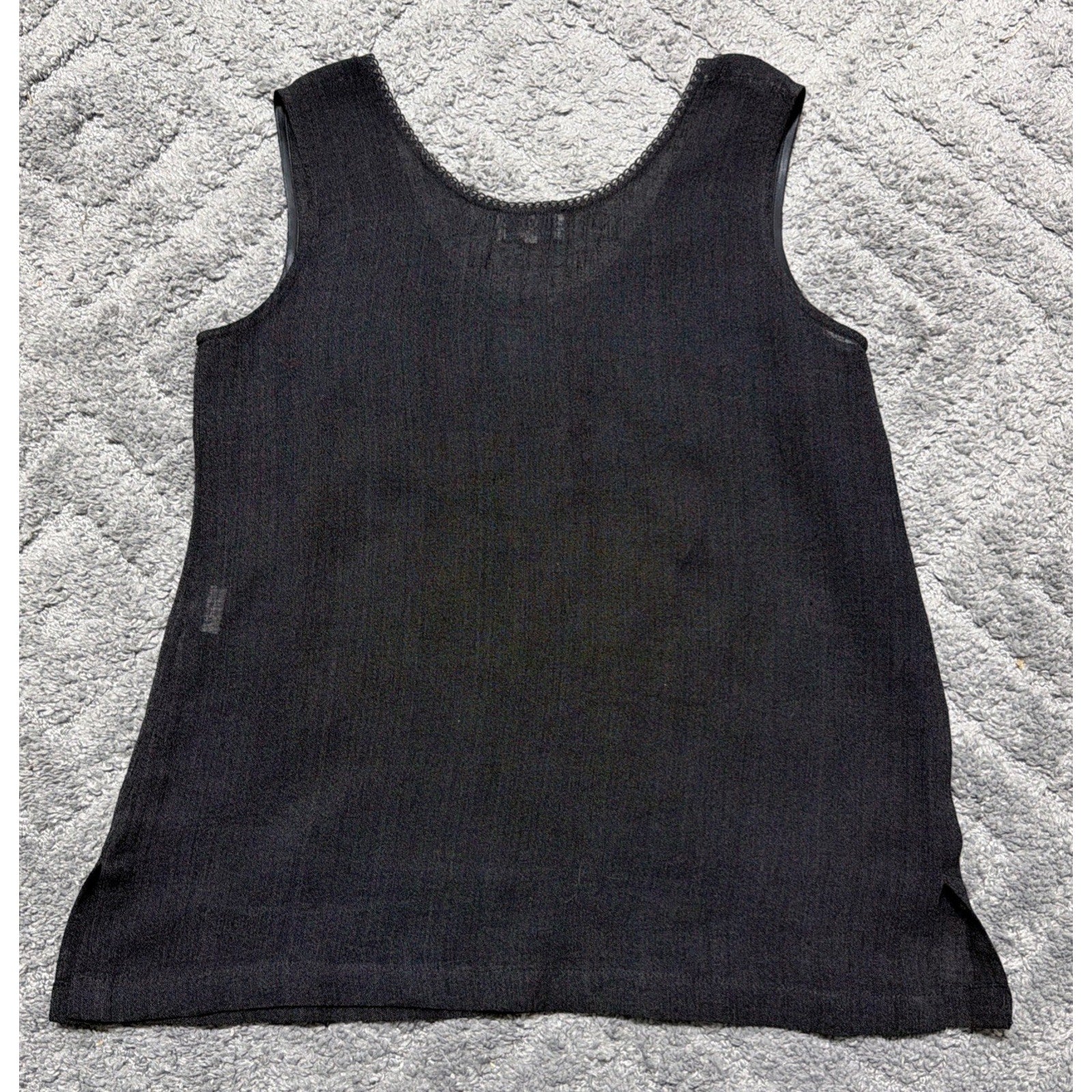 Angelo Santagostino Blouse Fine Linen Embroidered Tank Size 48 Made Italy