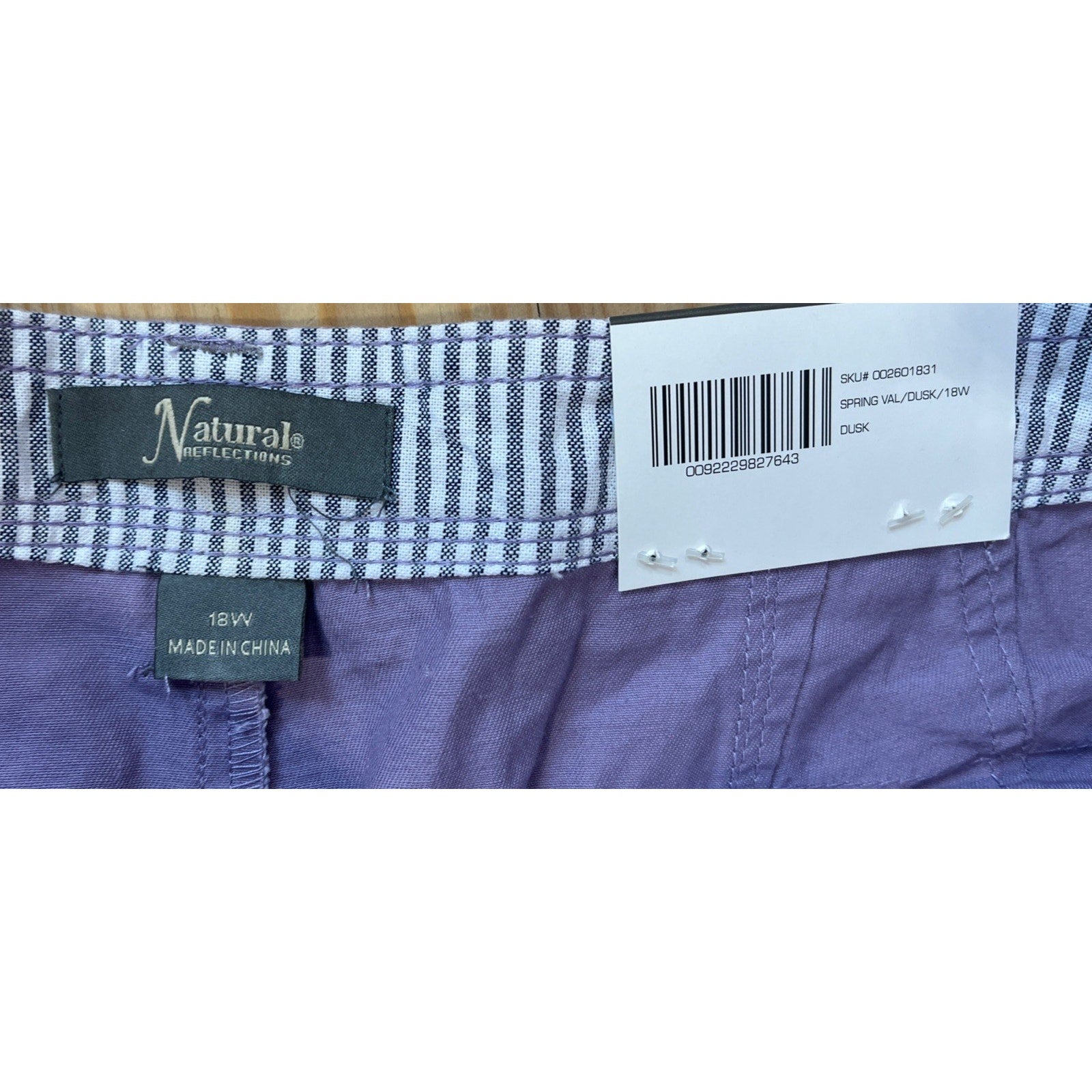 NWT Natural Reflections Women's Purple Cotton/Spandex Chino Shorts size 18